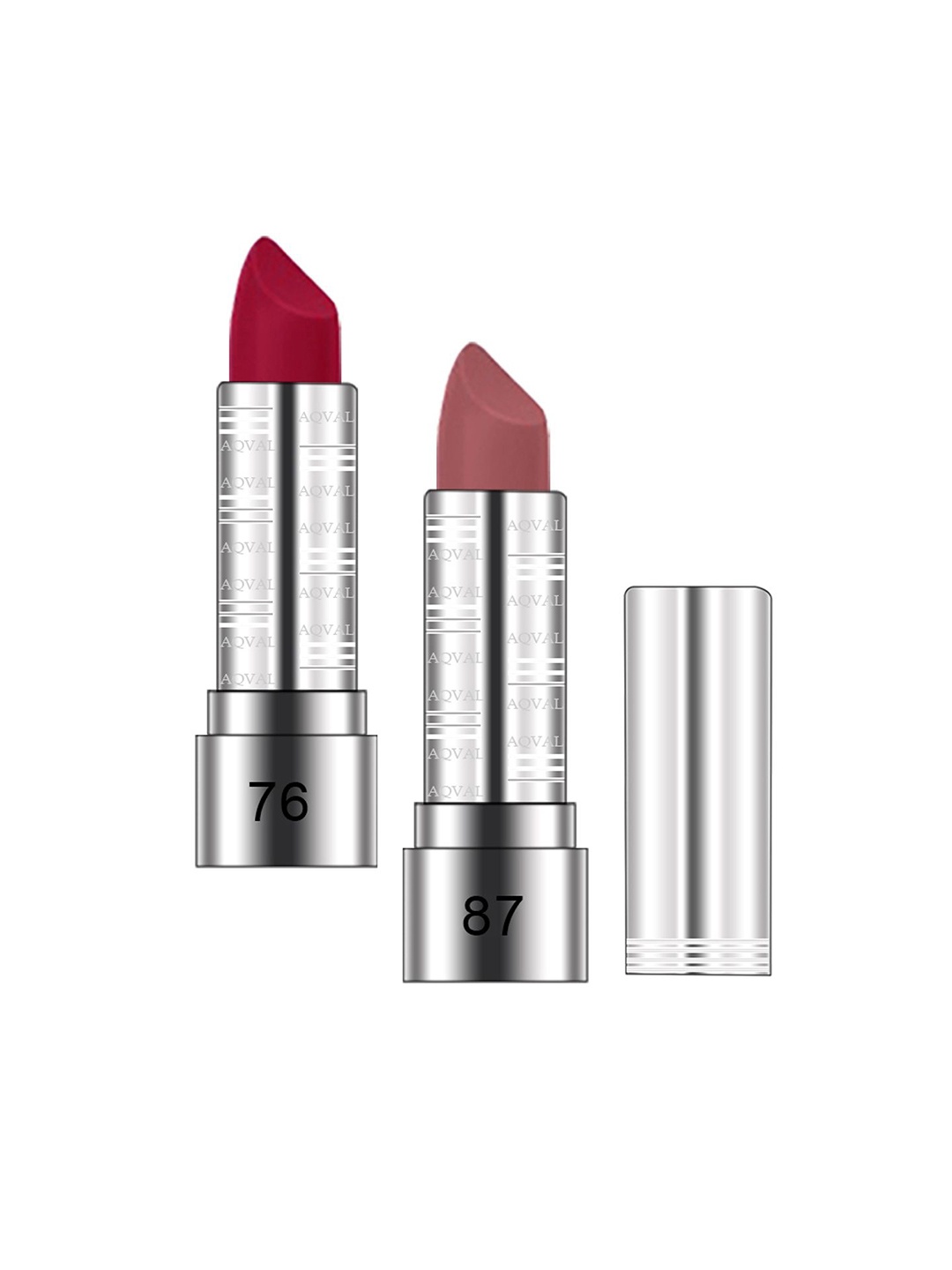 

AQVAL Set Of 2 Long Lasting Bullet Matte Lipstick - 10 g Each - Shades 76 & 87, Red