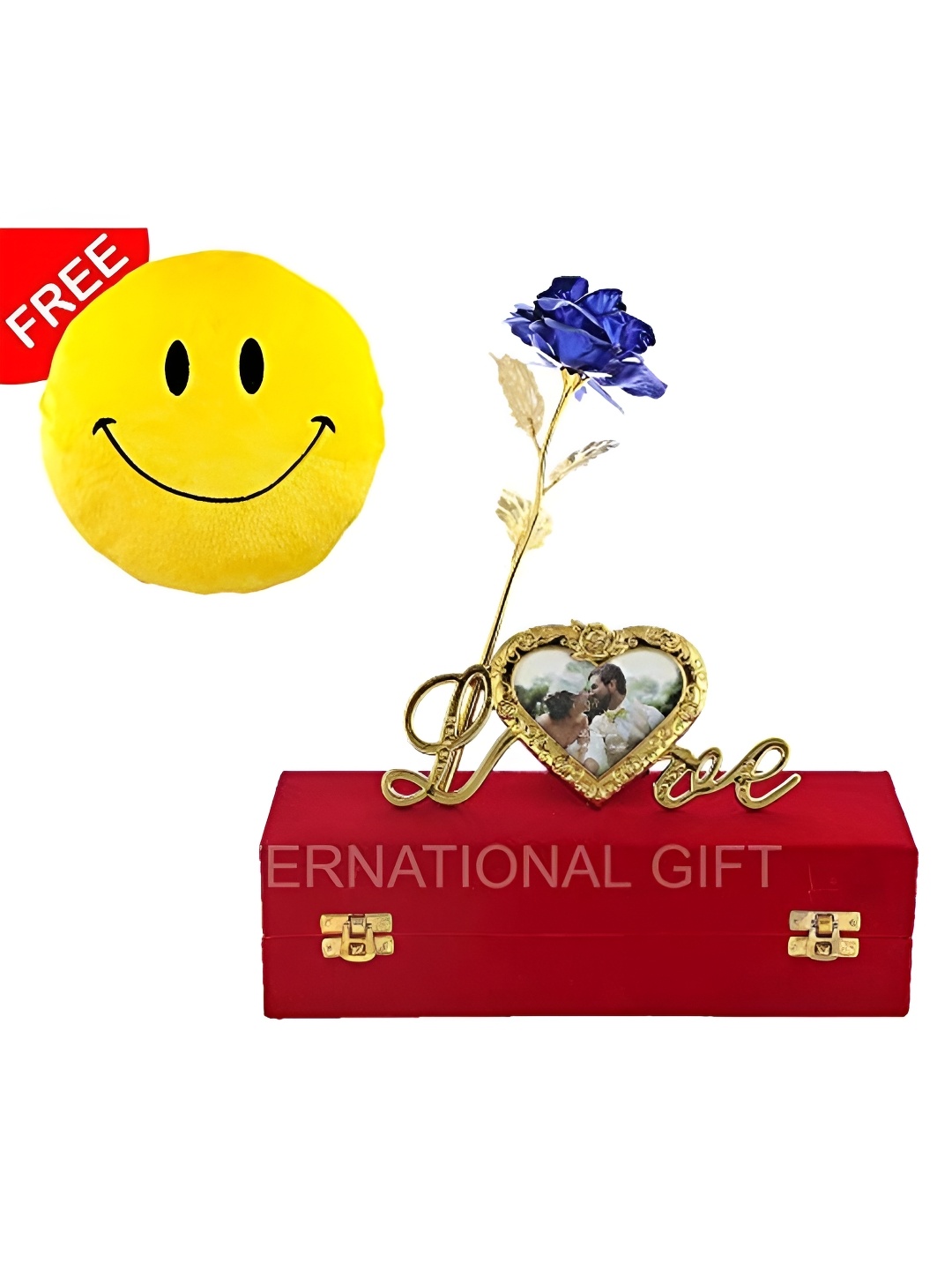 

INTERNATIONAL GIFT Purple 3 Pieces Love Stand Cushion & Velvet Box