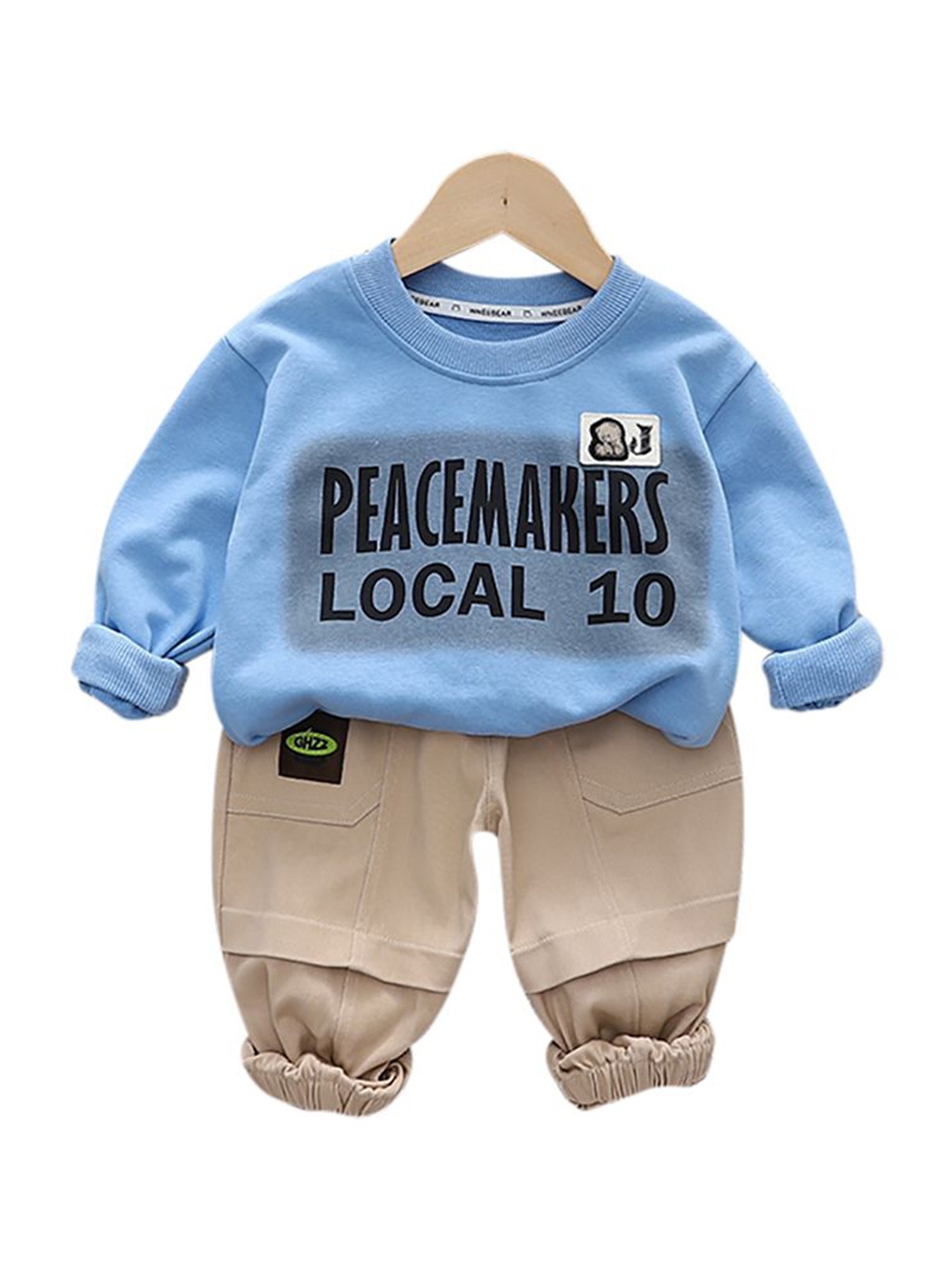 

StyleCast x Revolte Boys Printed Pure Cotton Sweatshirt with Trousers, Blue