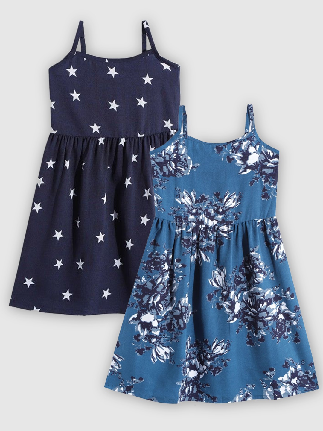 

YK Girls Printed A-Line Dress, Blue