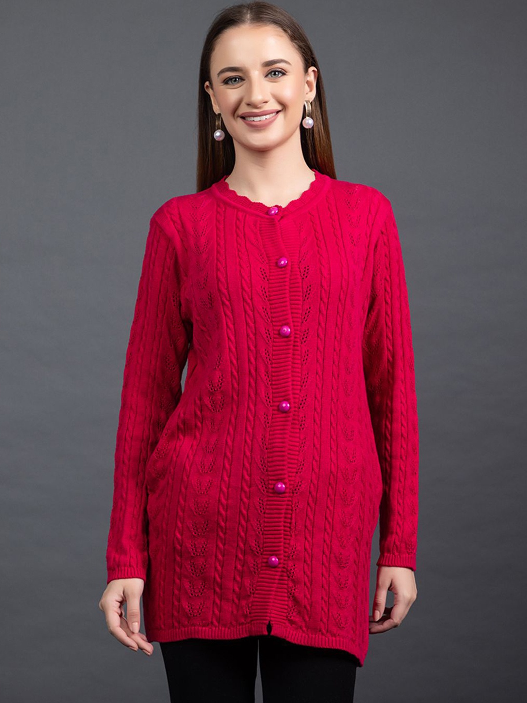

Anouk Women Cable Knit Cardigan, Pink