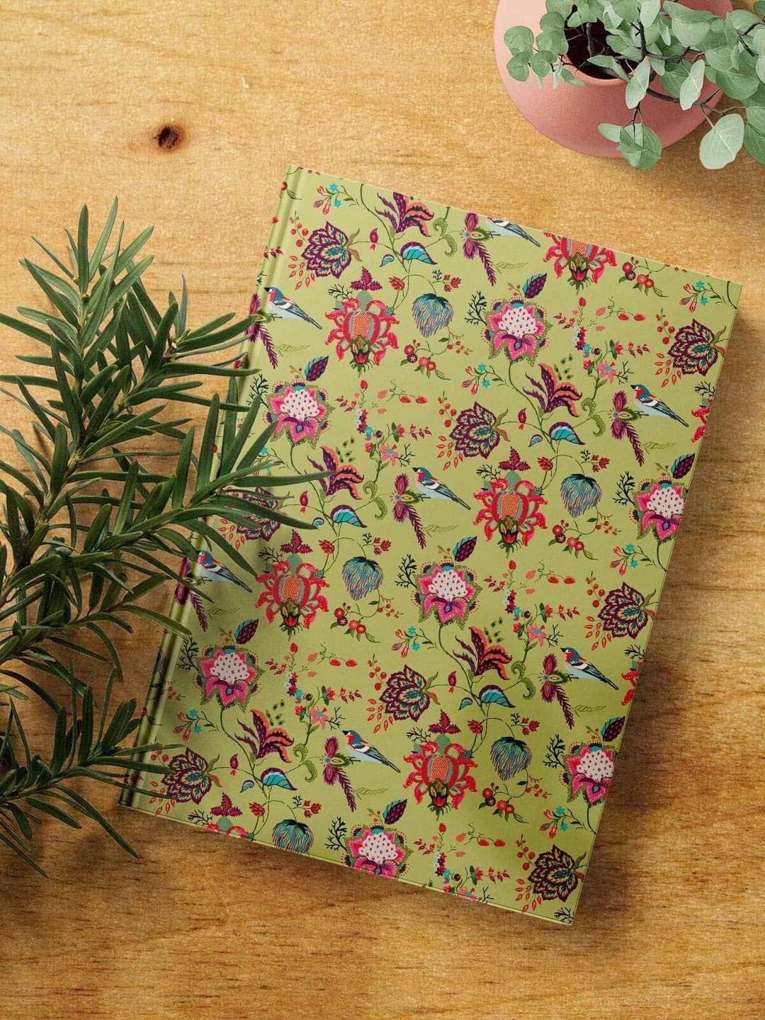 

macmerise Payal Singhal Chidiya Printed Hard Cover A5 Ruled Notebook, Green