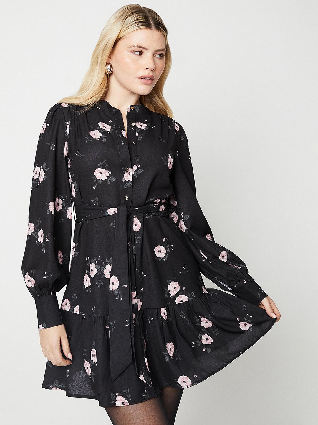 

DOROTHY PERKINS Floral Print A-Line Dress, Black
