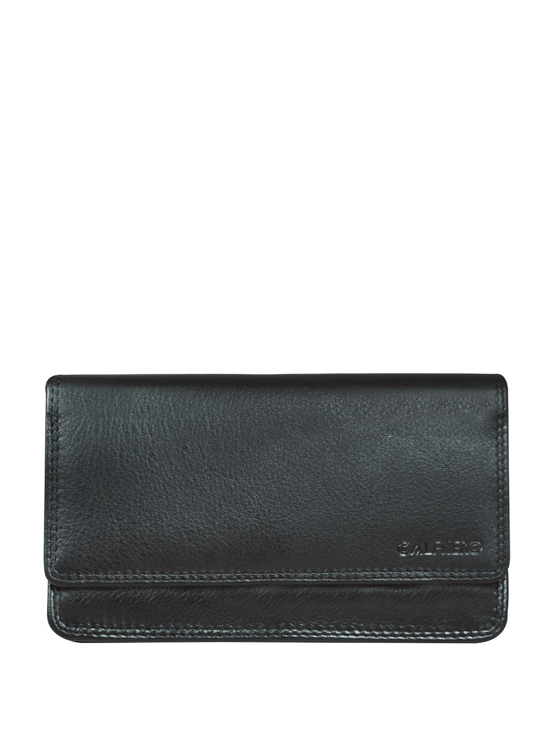 

CALFNERO Women Leather Two Fold Wallet, Black