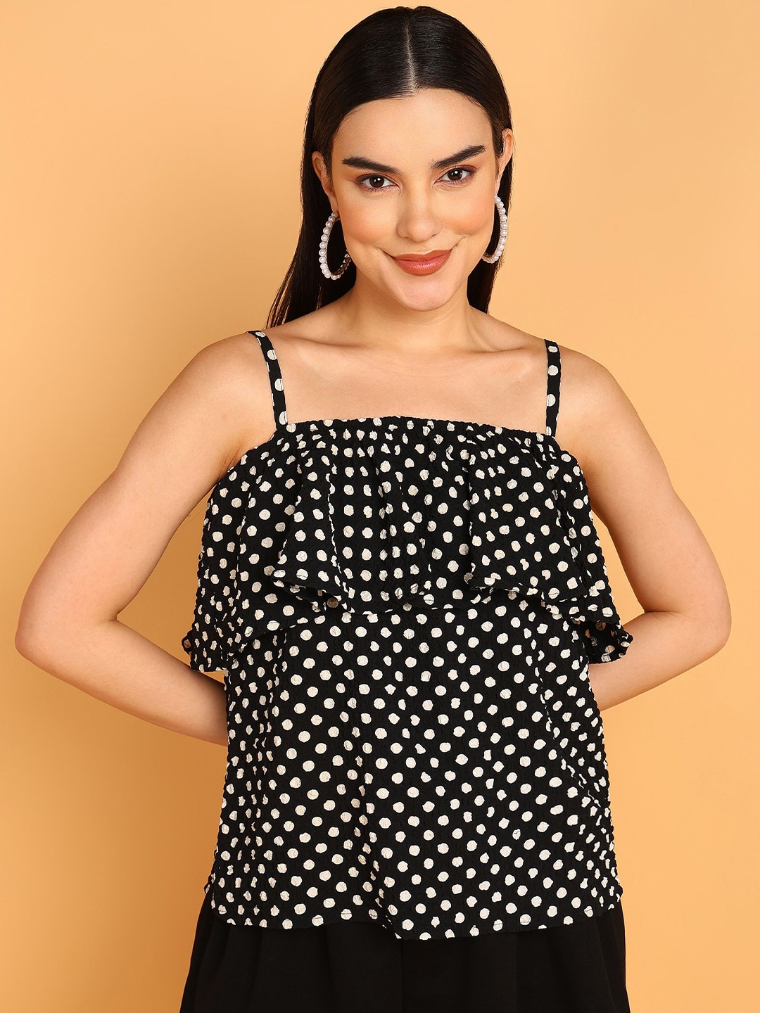 

Murcia Polka Dot Print Crepe Top, Multi