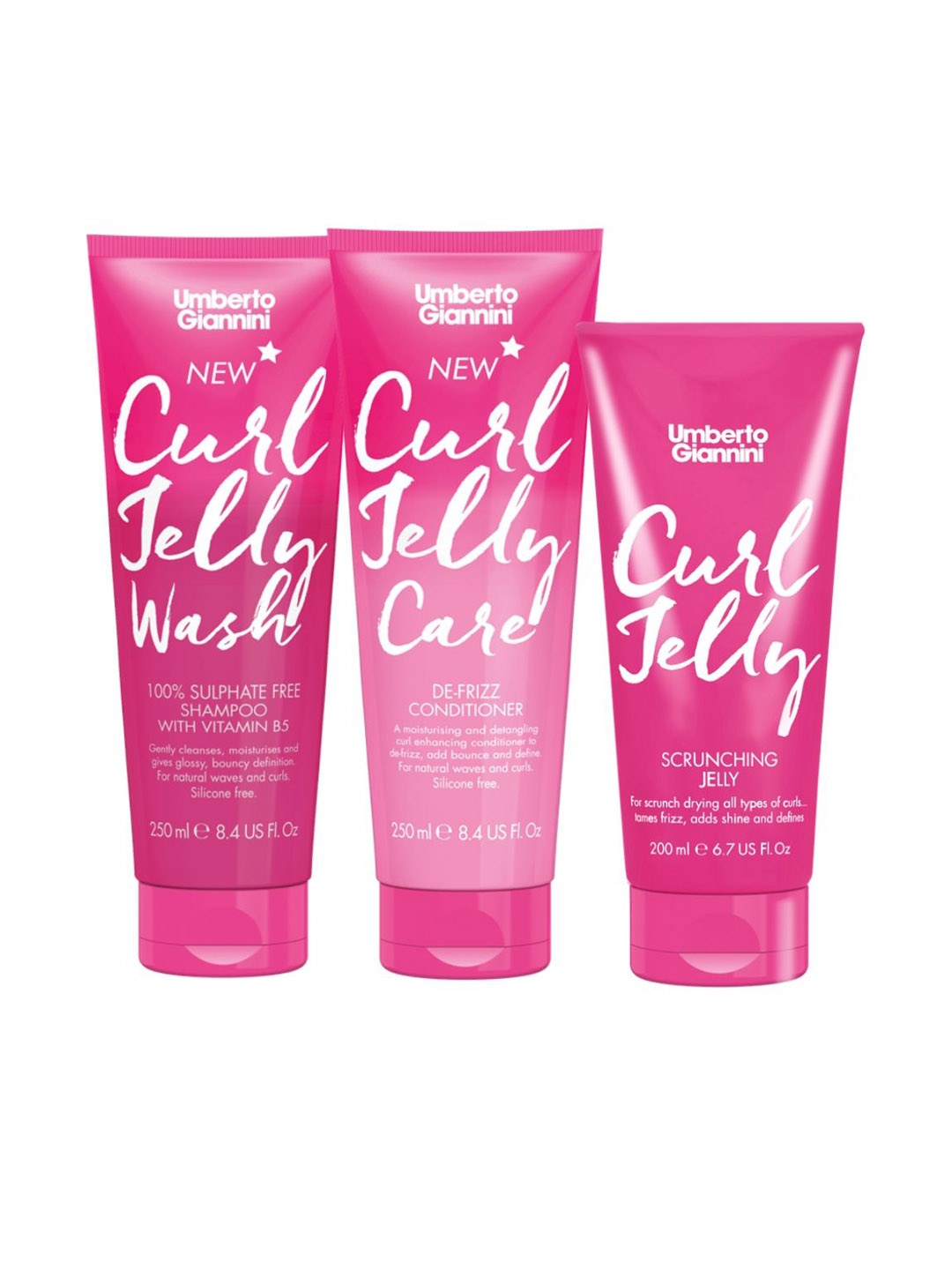 

Umberto Giannini 3Pcs Curl Jelly Shampoo & Conditioner with Scrunching Jelly - 700ml, Pink