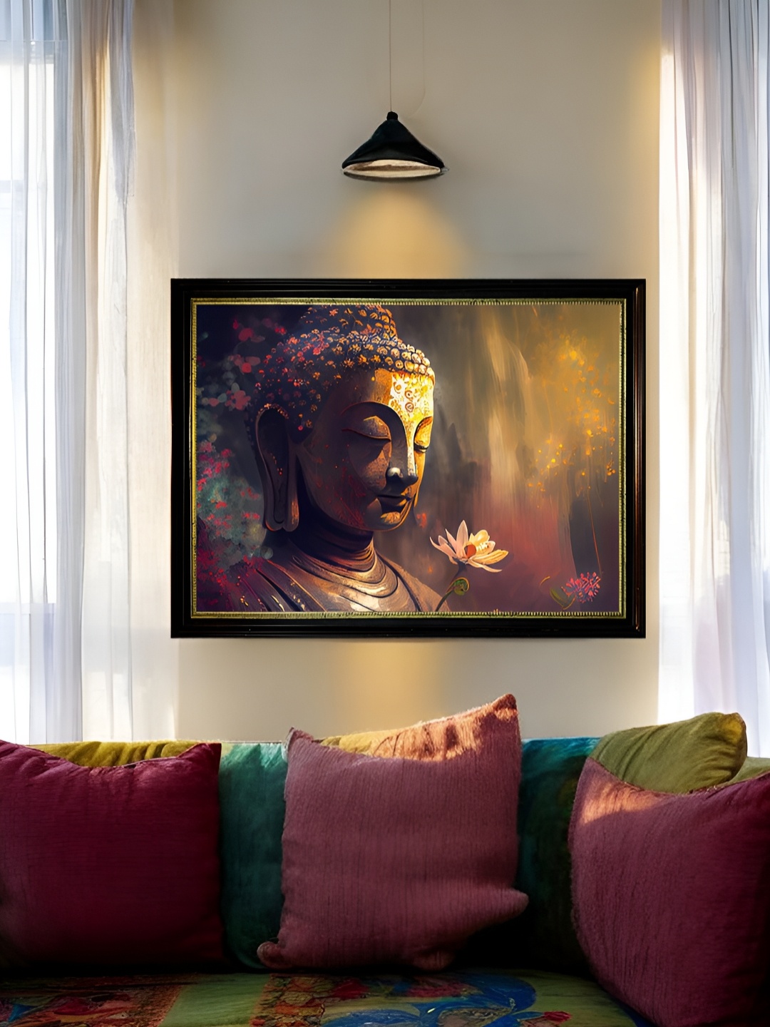 

Art Street Purple & Black Peaceful Lord Buddha Framed Wall Art