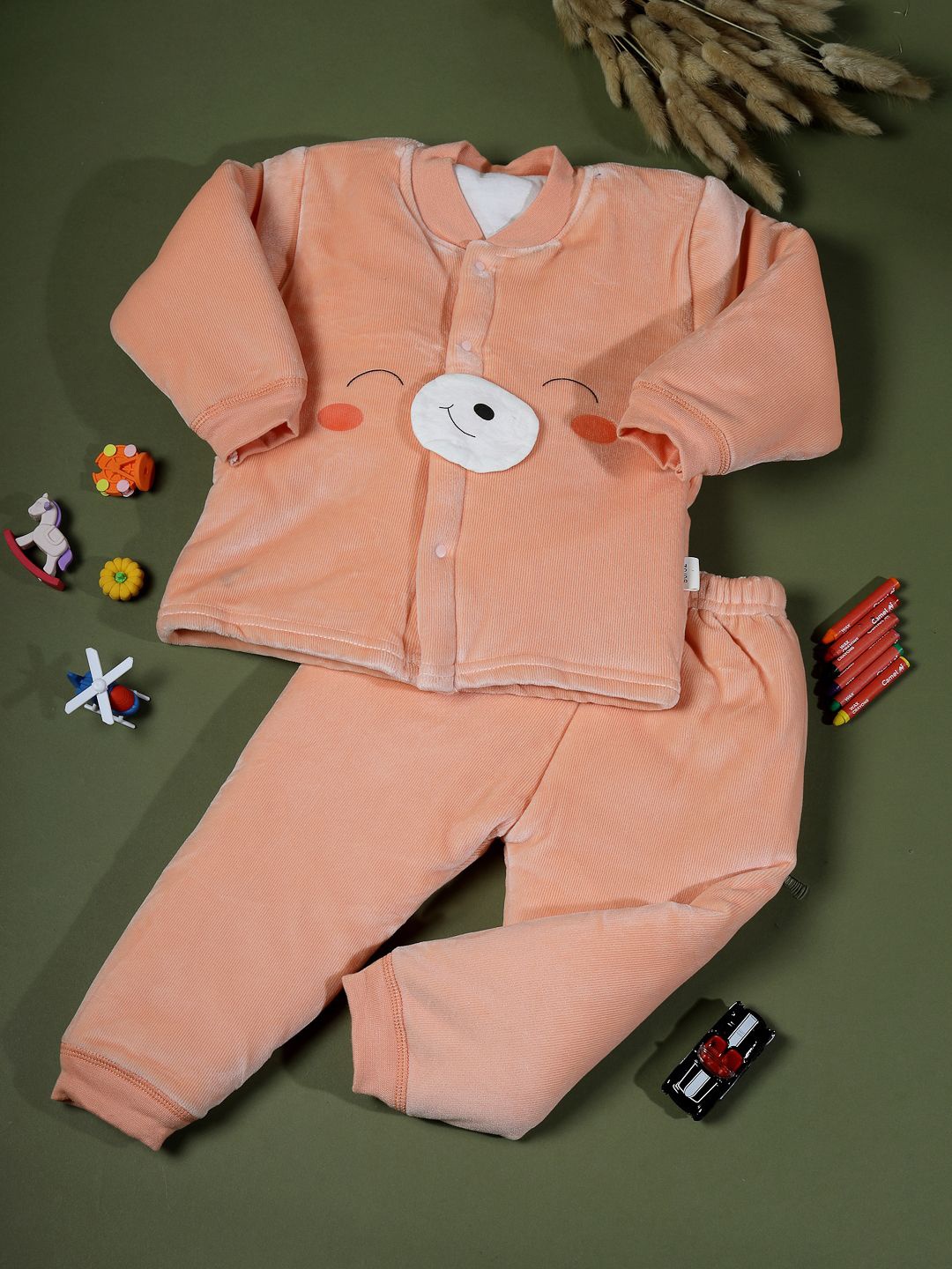 

NEUDIS Girls Sweatshirt With Joggers, Peach