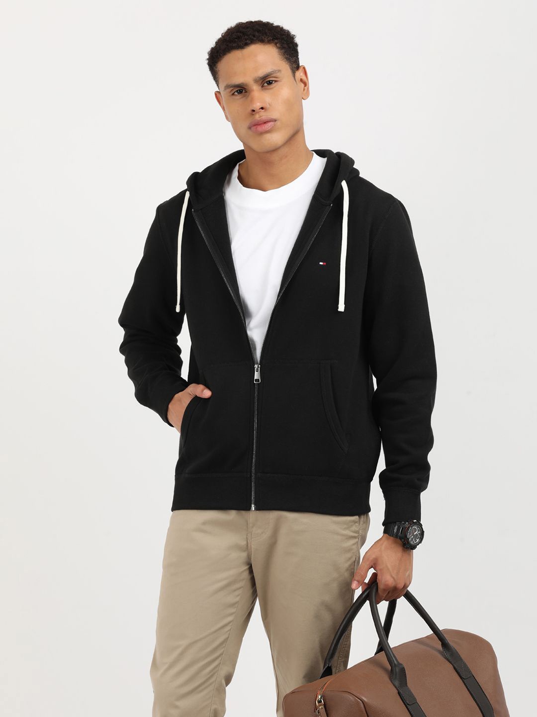 

Tommy Hilfiger Men Solid Hooded Sweatshirt, Black