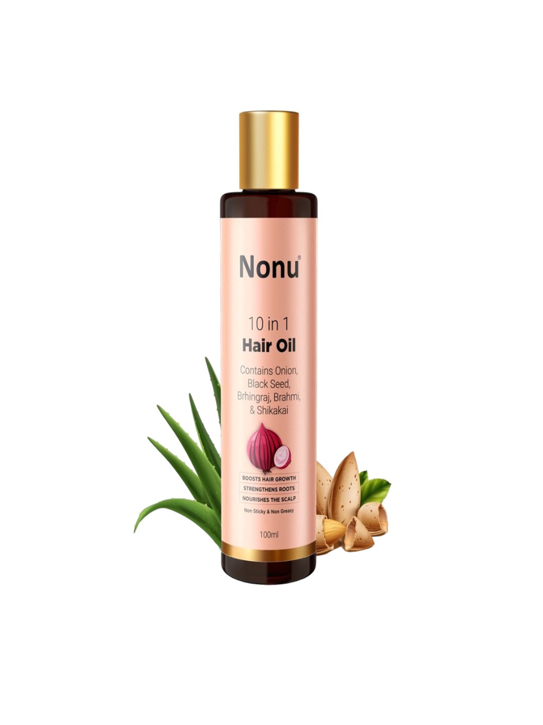 

NONU 10 In 1 Ayurvedic Hair Oil With Black Seeds- 100ml, Peach