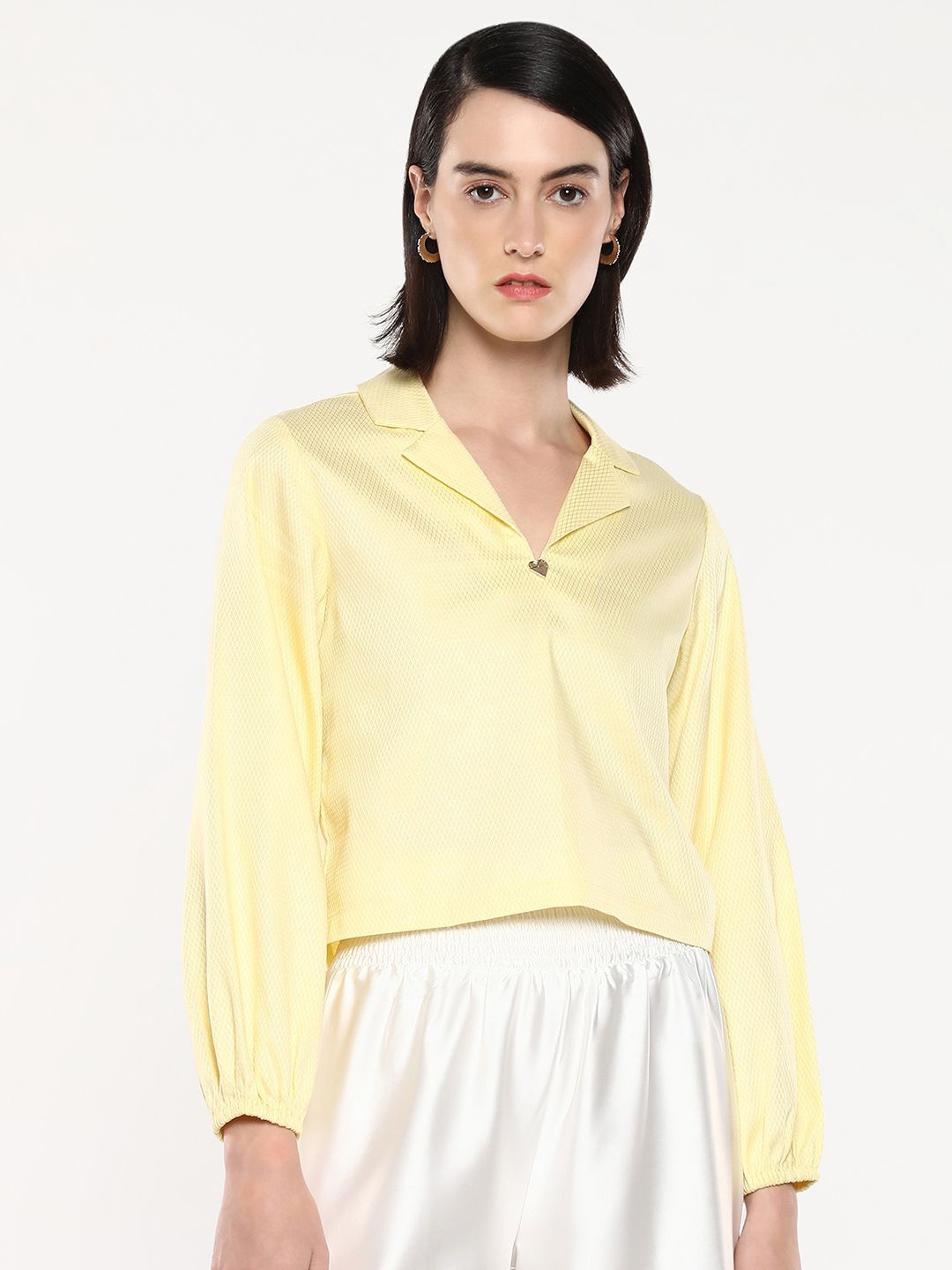 

RAREISM Cotton Wrap Crop Top, Yellow