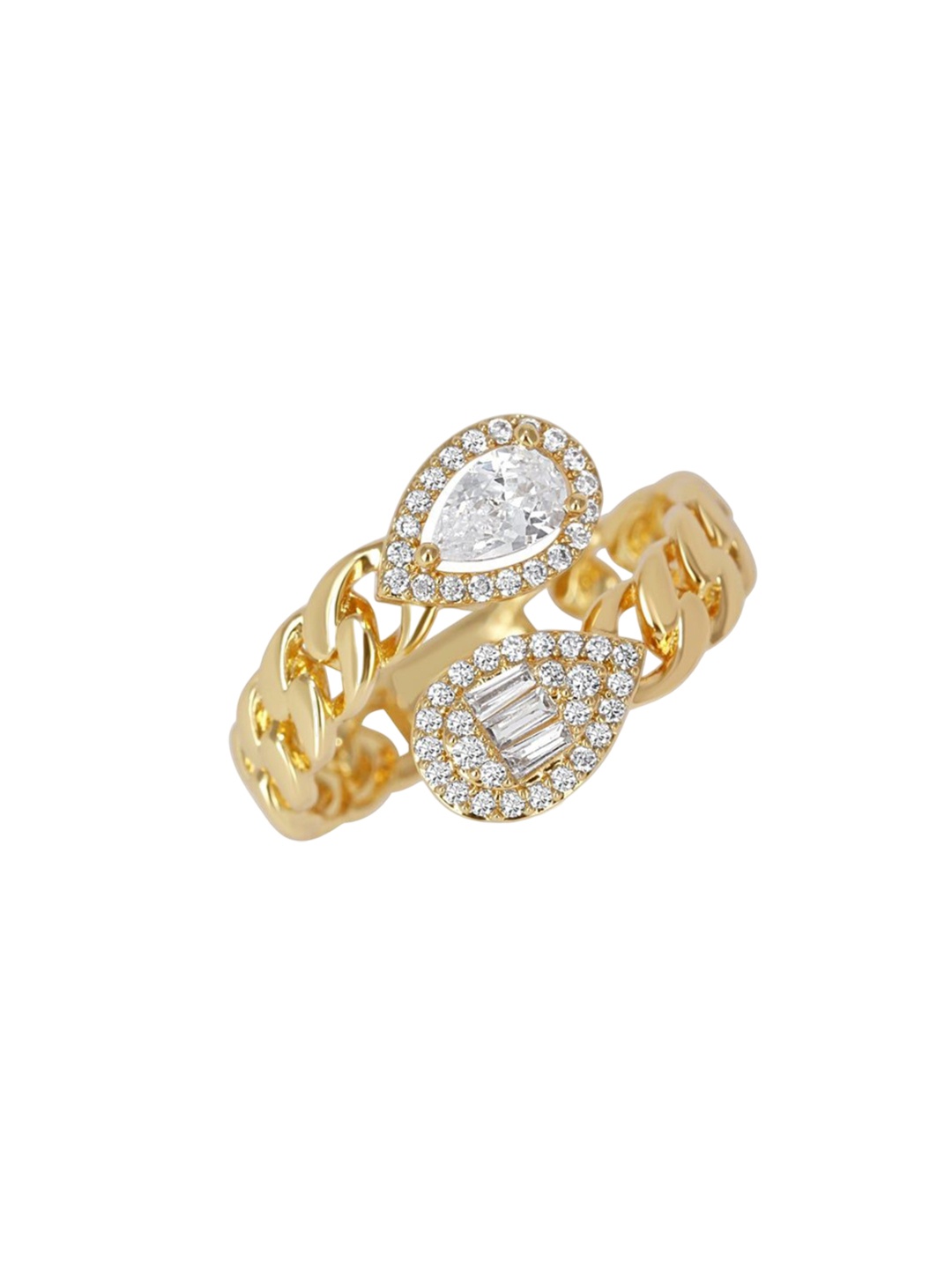 

WRAPGAME INDIA Cubic Zirconia Studded Finger Ring, Gold