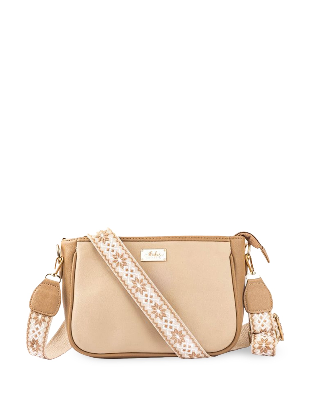 

Strokes by Namrata Mehta PU Structured Sling Bag, Cream