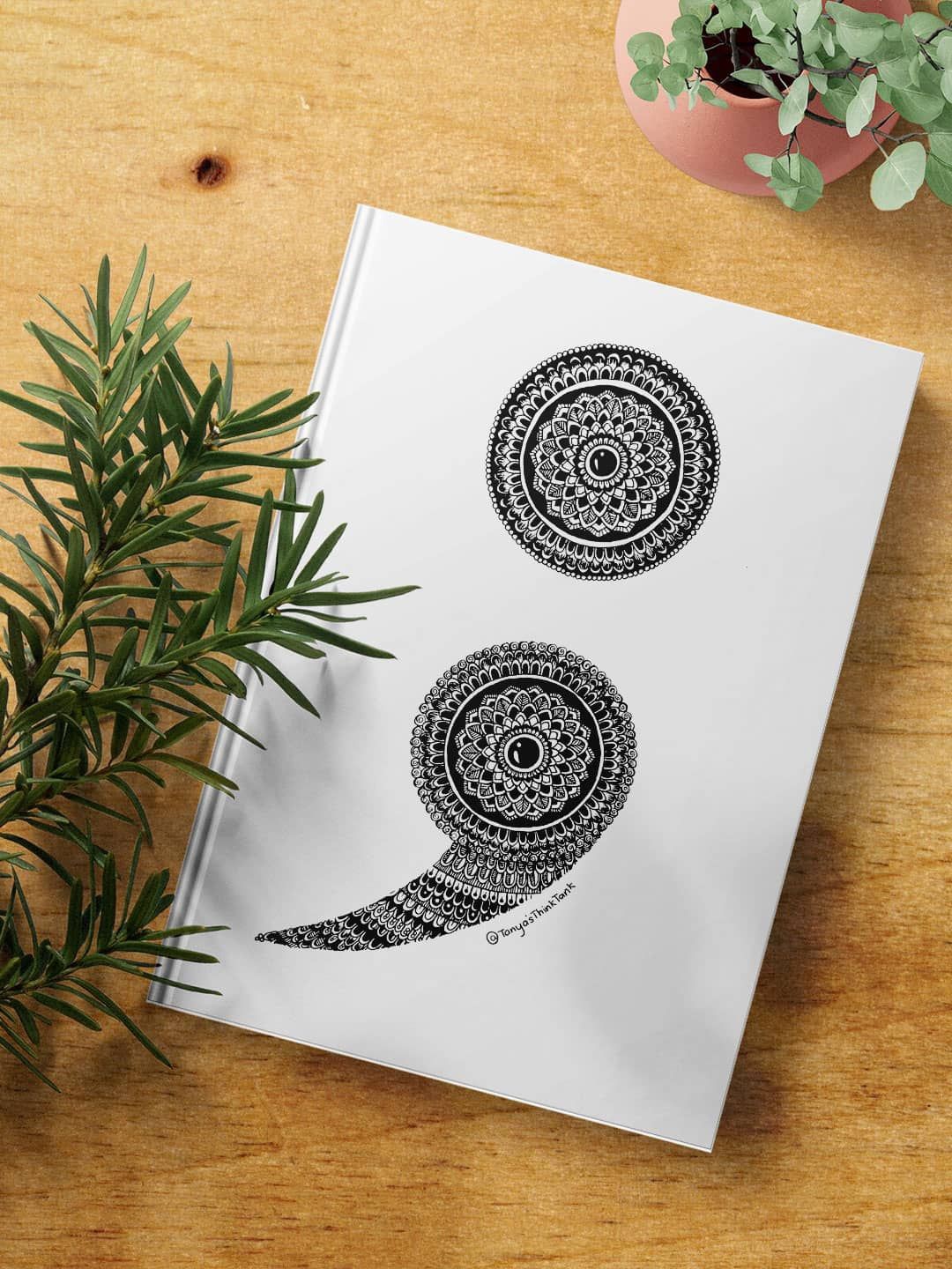 

macmerise White & Black Semicolon Printed A5 Ruled Notebook