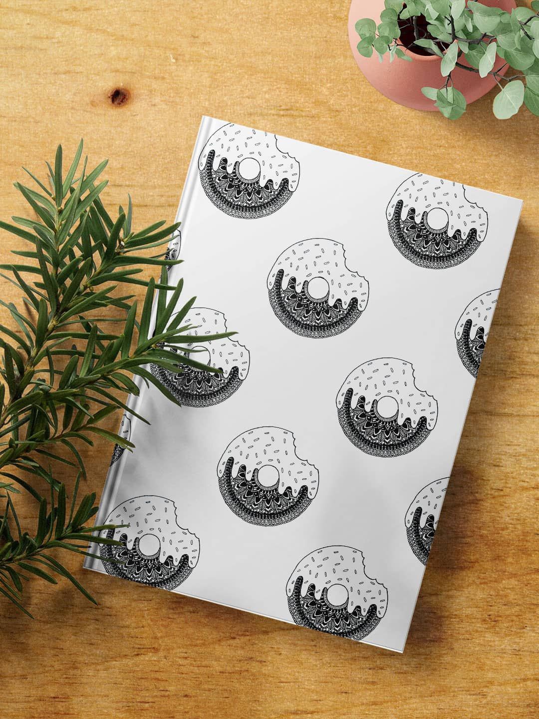 

macmerise Donut Pattern Printed A5 Ruled Notebook, White
