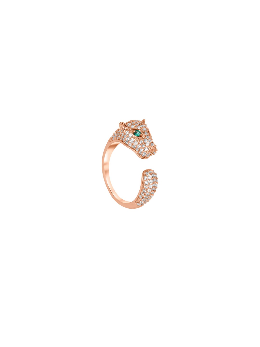 

WRAPGAME INDIA Rhodium Plated Cubic Zirconia Stone Studded Finger Ring, Rose