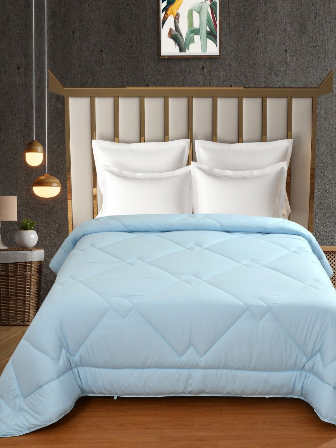 

Florida Symphony Blue Quilted 200 GSM Reversible AC Double Bed Comforter