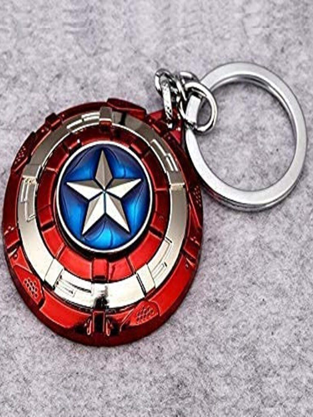 

AkashKrishna Avengers Superhero Captain America Rotating Shield Key Chain, Red