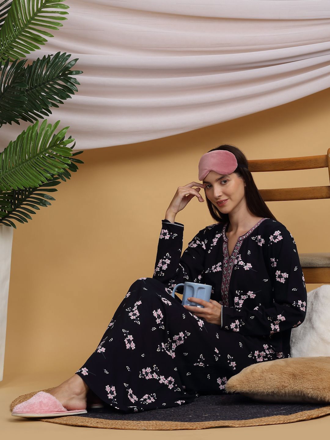 

Sweet Dreams Printed Maxi Nightdress, Navy blue