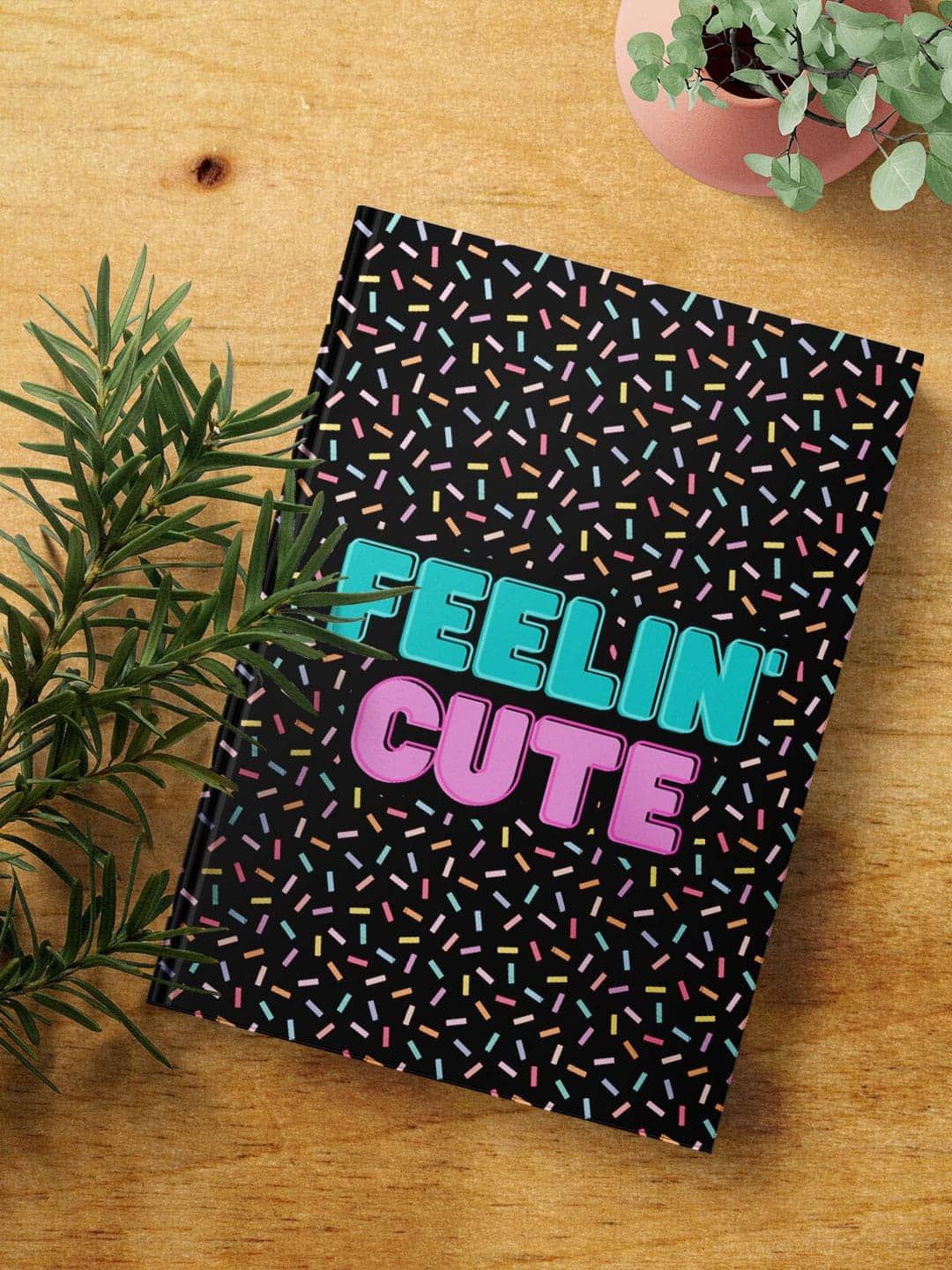 

macmerise Feelin Cute Printed Hard Cover A5 Ruled Notebook, Black