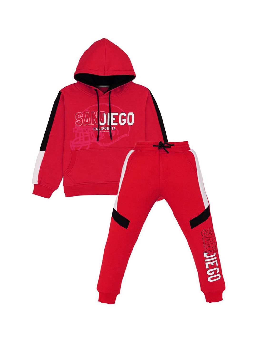 

Status Quo Boys Colourblocked Tracksuits With Hoodie, Red