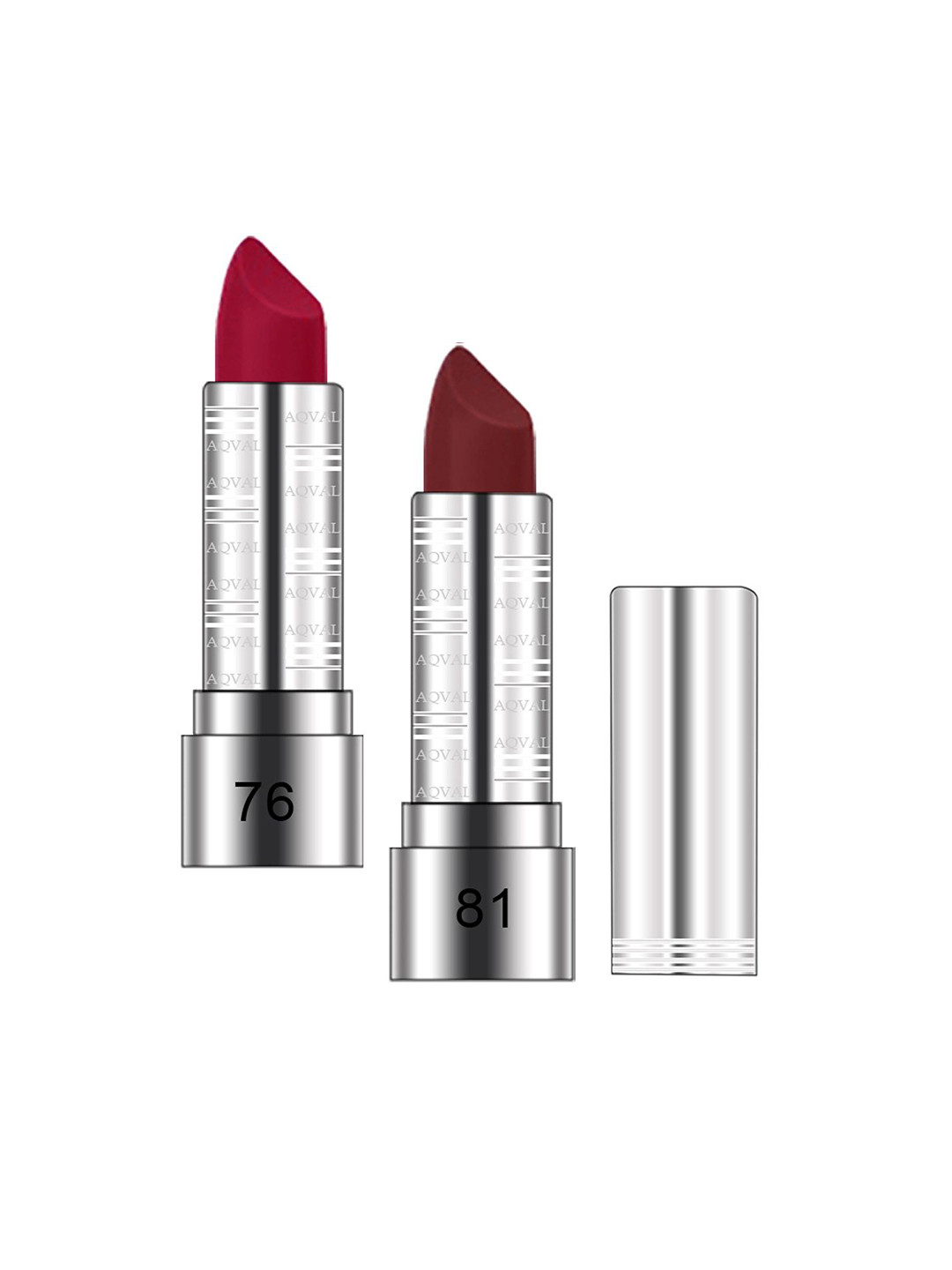 

AQVAL Set Of 2 Long Lasting Bullet Matte Lipstick - 10g Each - Shades 76 & 81, Maroon
