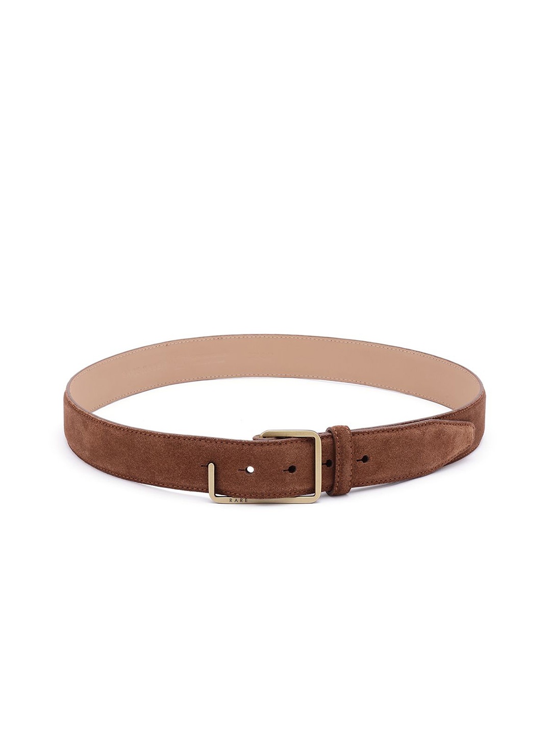 

RARE RABBIT Men Leather Solid Push Pin Belt, Brown