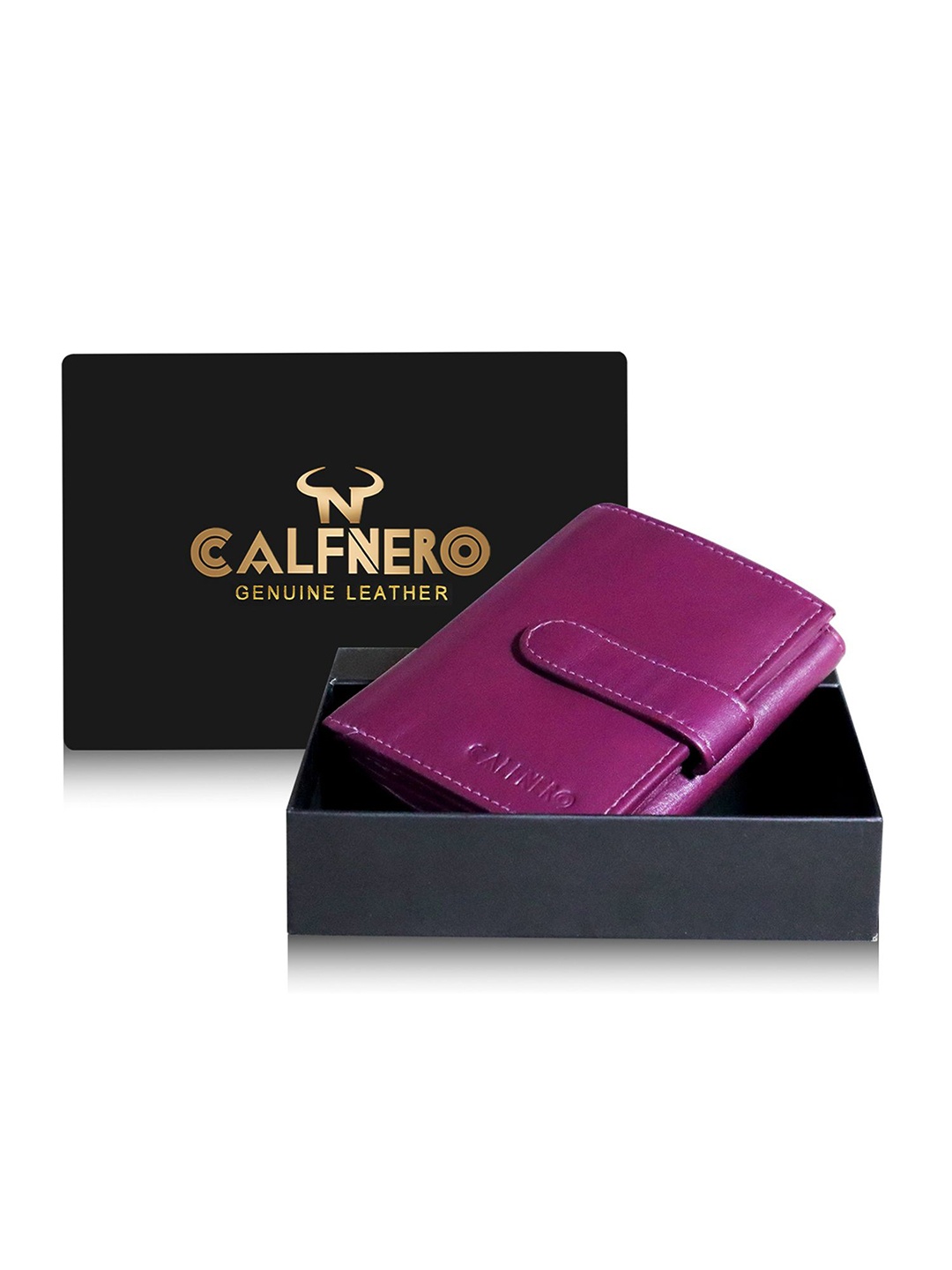 

CALFNERO Women Leather Two Fold Wallet, Purple