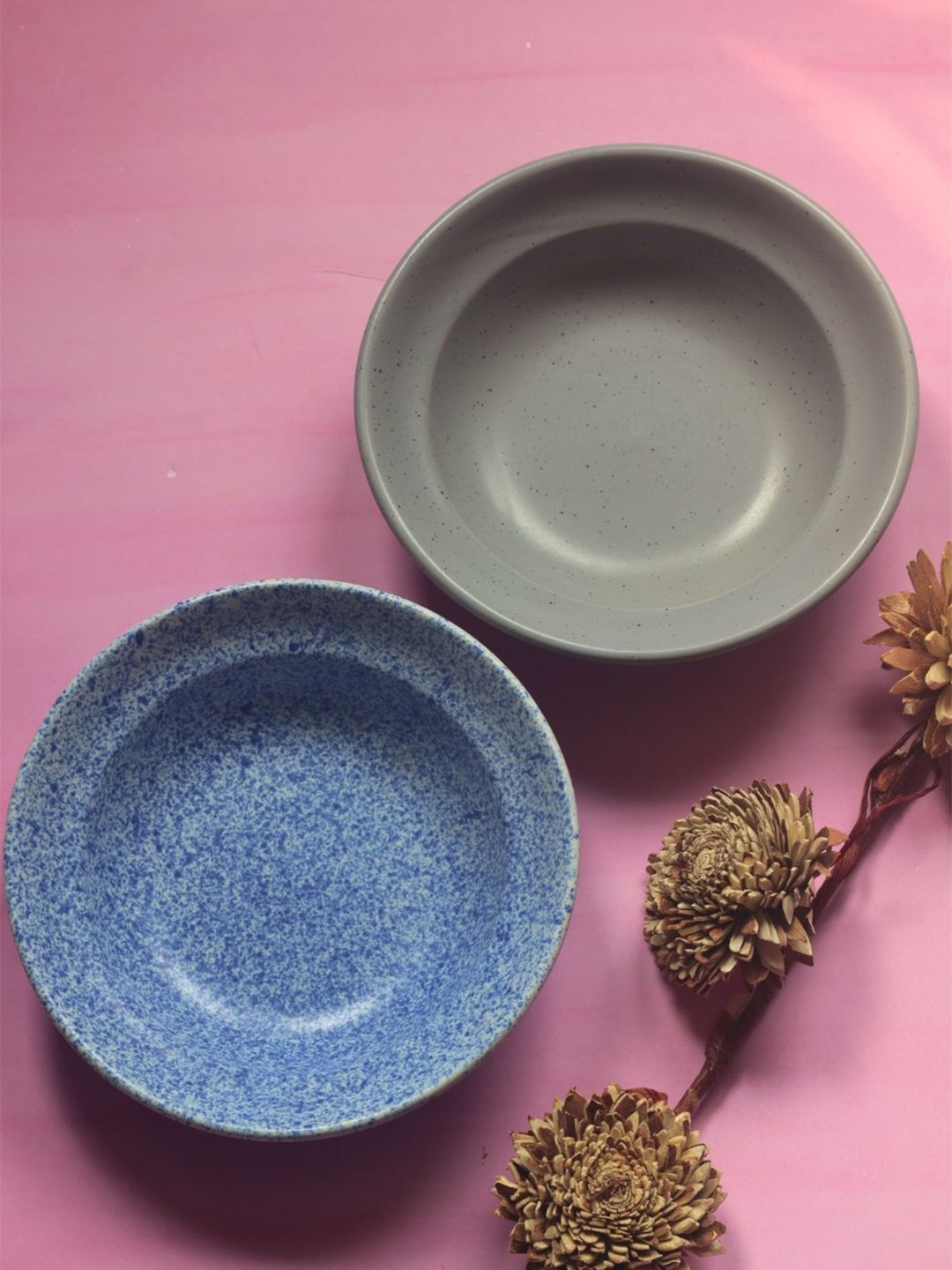 

WEAVING HOMES Blue & Grey 2 Pieces Printed Ceramic Plates