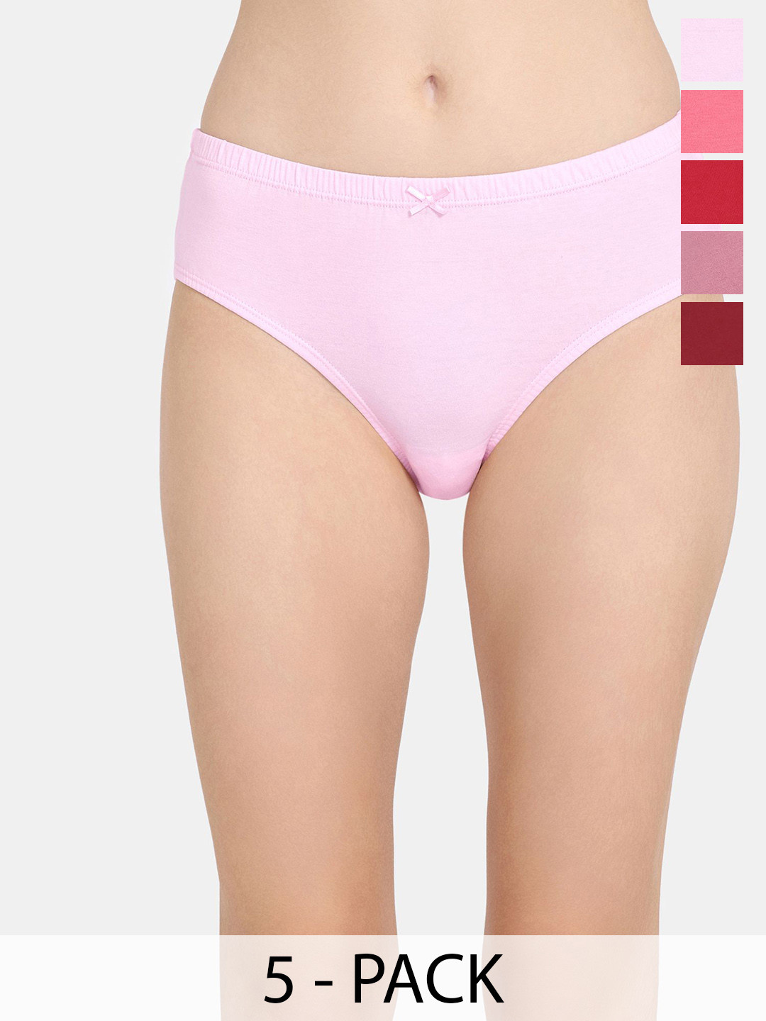 

Rosaline by Zivame Solid Pack Of 5 Assorted Hipster Briefs RO2079FASHZPRED