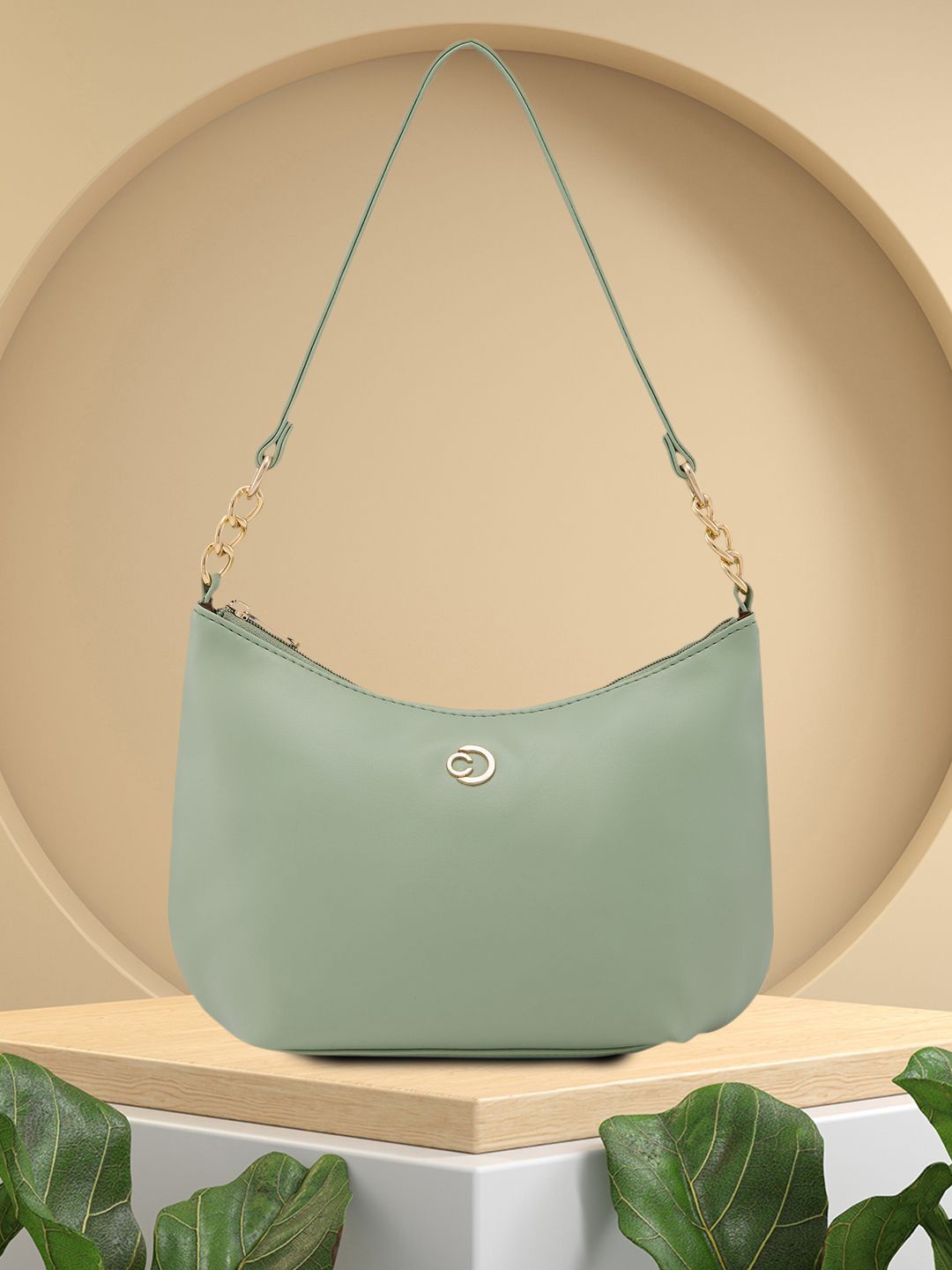 

Caprese Structured Shoulder Bag with Applique, Green