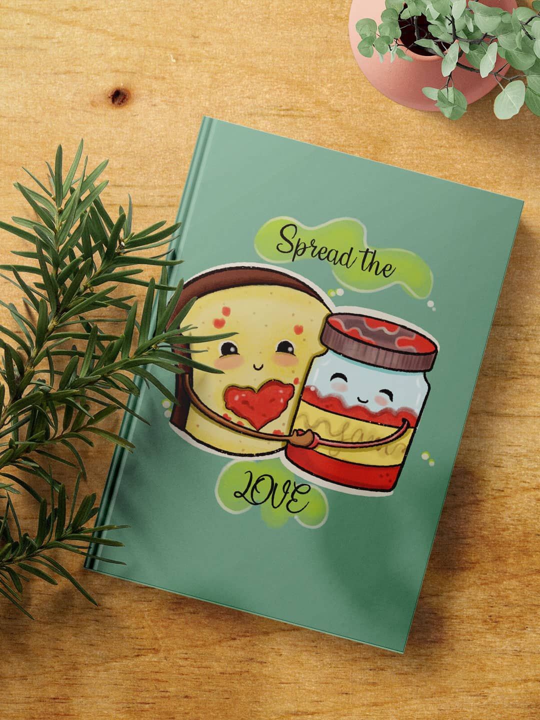 

macmerise Green & Red Spread The Love Printed A5 Ruled Notebook