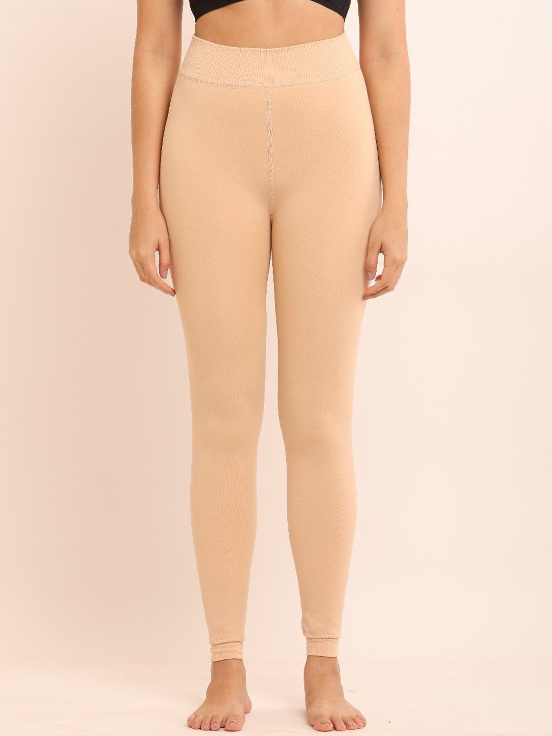 

Poftik Skinny Fit Fleece Stockings, Beige