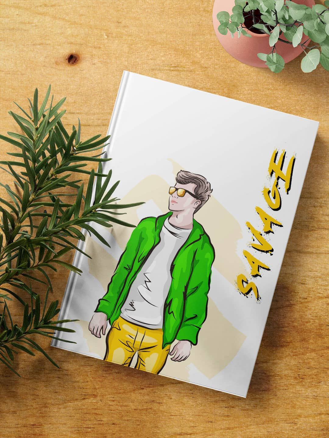 

macmerise Savage Guy Printed Hard Cover A5 Ruled Notebook, White