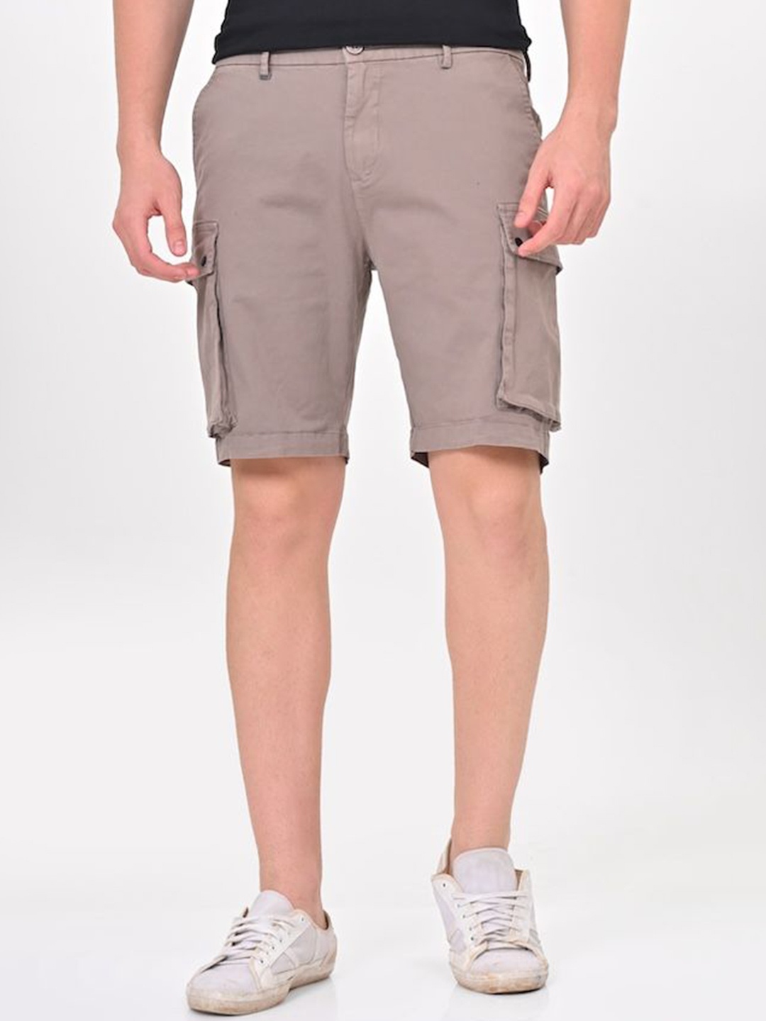 

POE Men Solid Slim Fit Cargo Shorts, Taupe