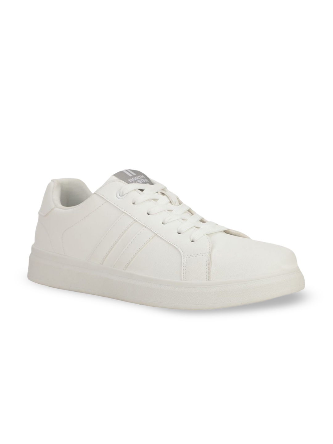 

North Star Men Solid Round Toe Lace-Ups PU Sneakers, White