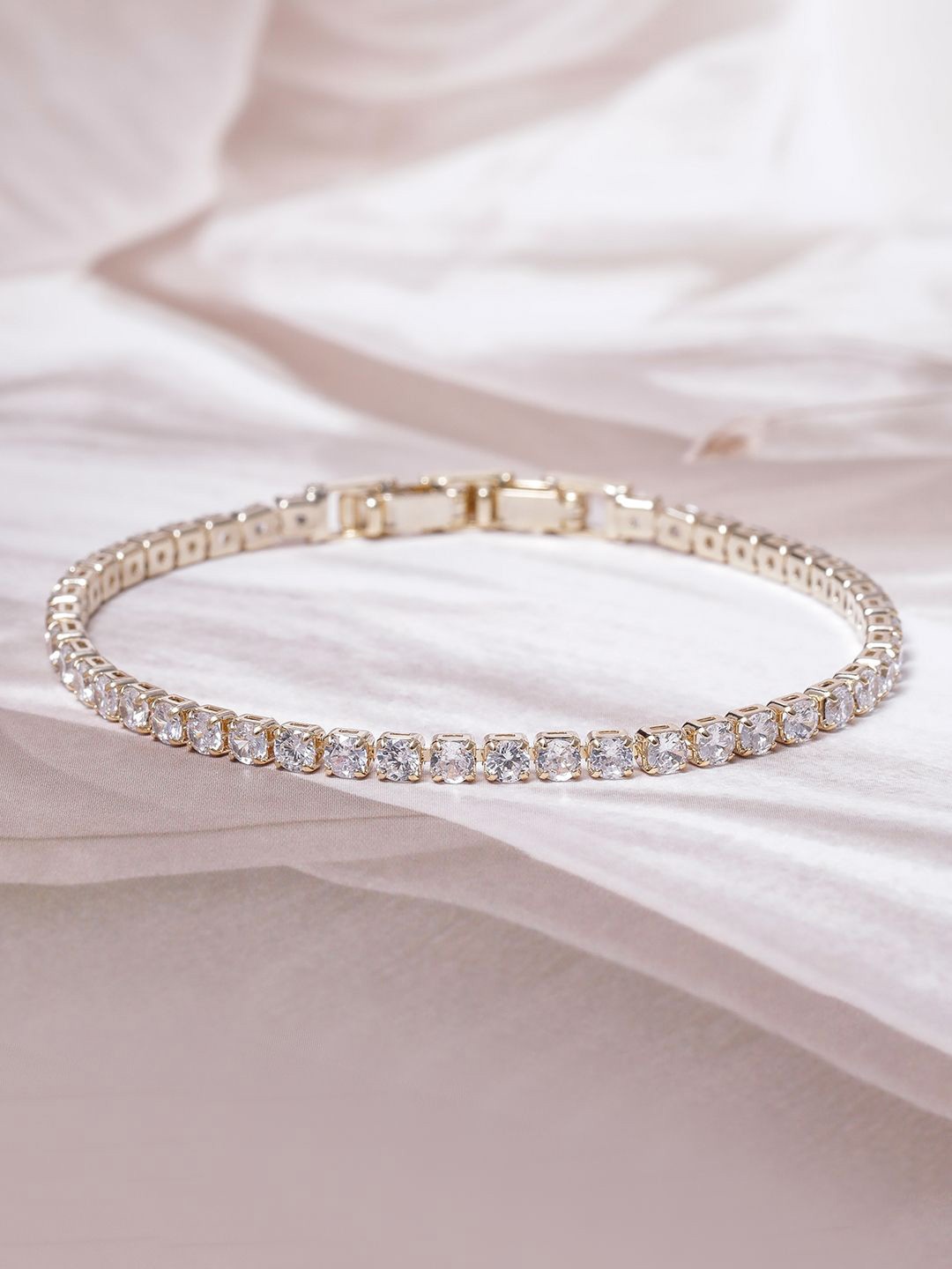 

Rubans American Diamond Gold-Plated Link Bracelet