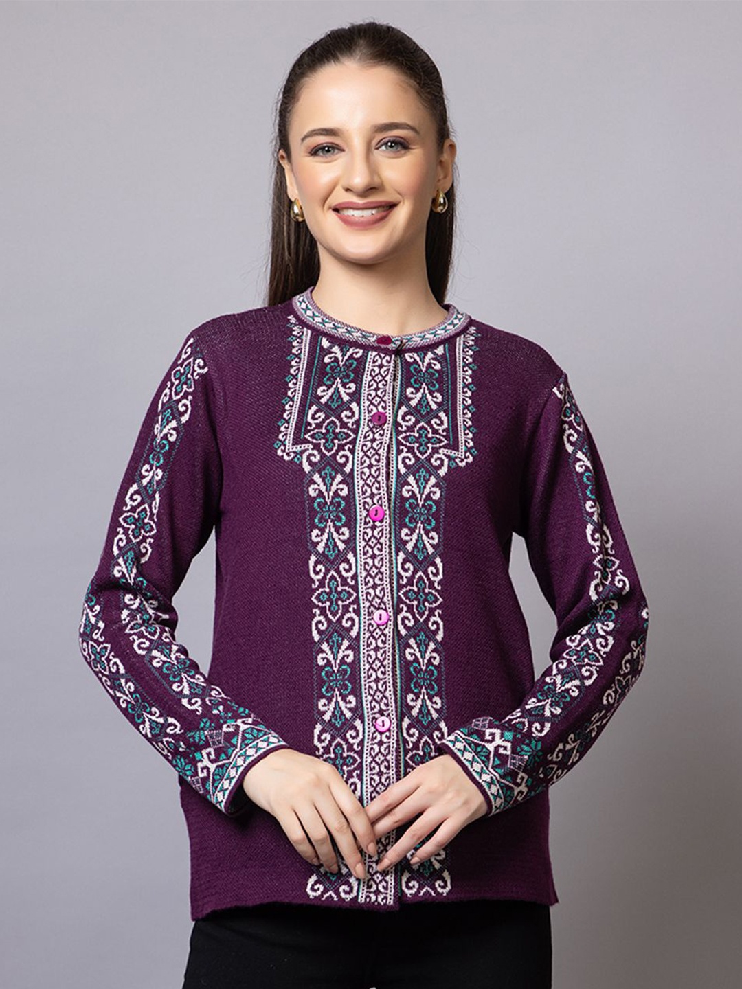 

Anouk Women Floral Cardigan, Purple
