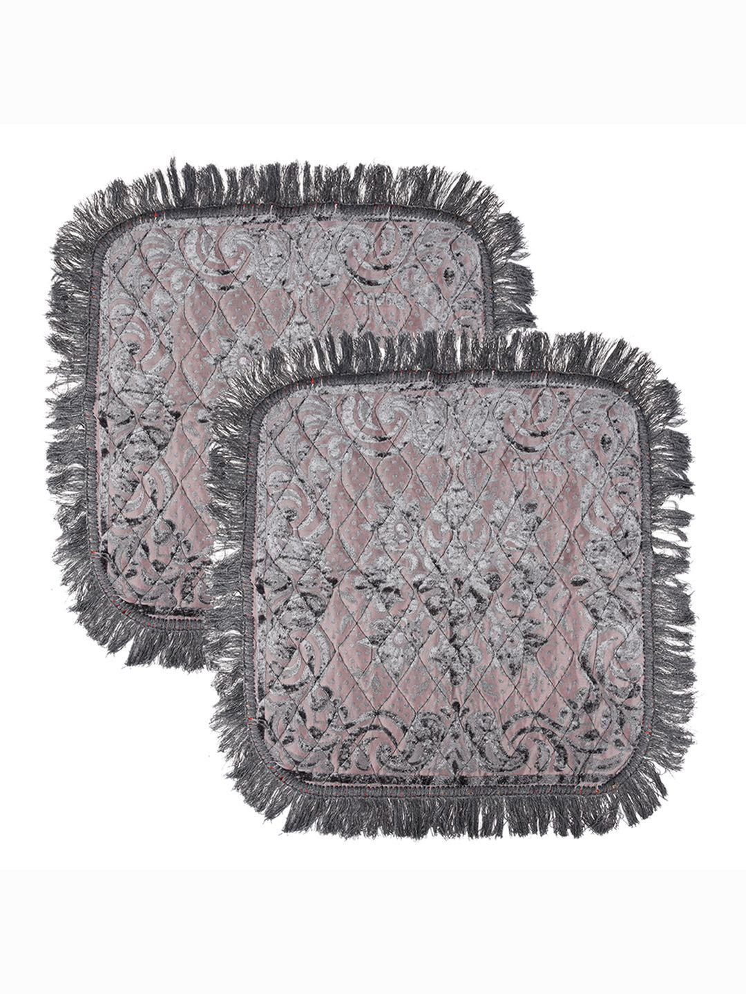

Kuber Industries Grey & Maroon 2 Pieces Self Design Velvet Pooja Aasan Mat