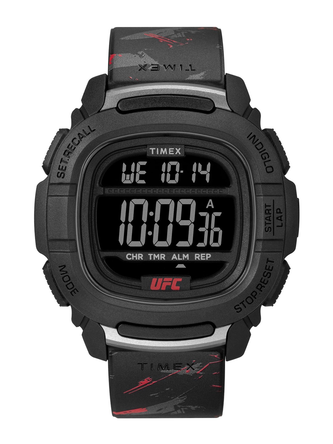 

Timex Men Patterned Dial & Straps Digital Solar Powered Watch TW2V85200X6, Black