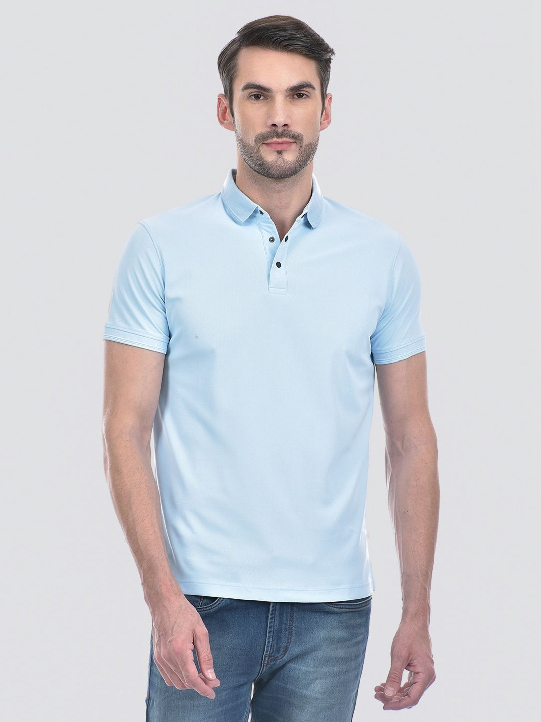 

EXCEED Men Solid Polo Collar T-Shirt, Blue