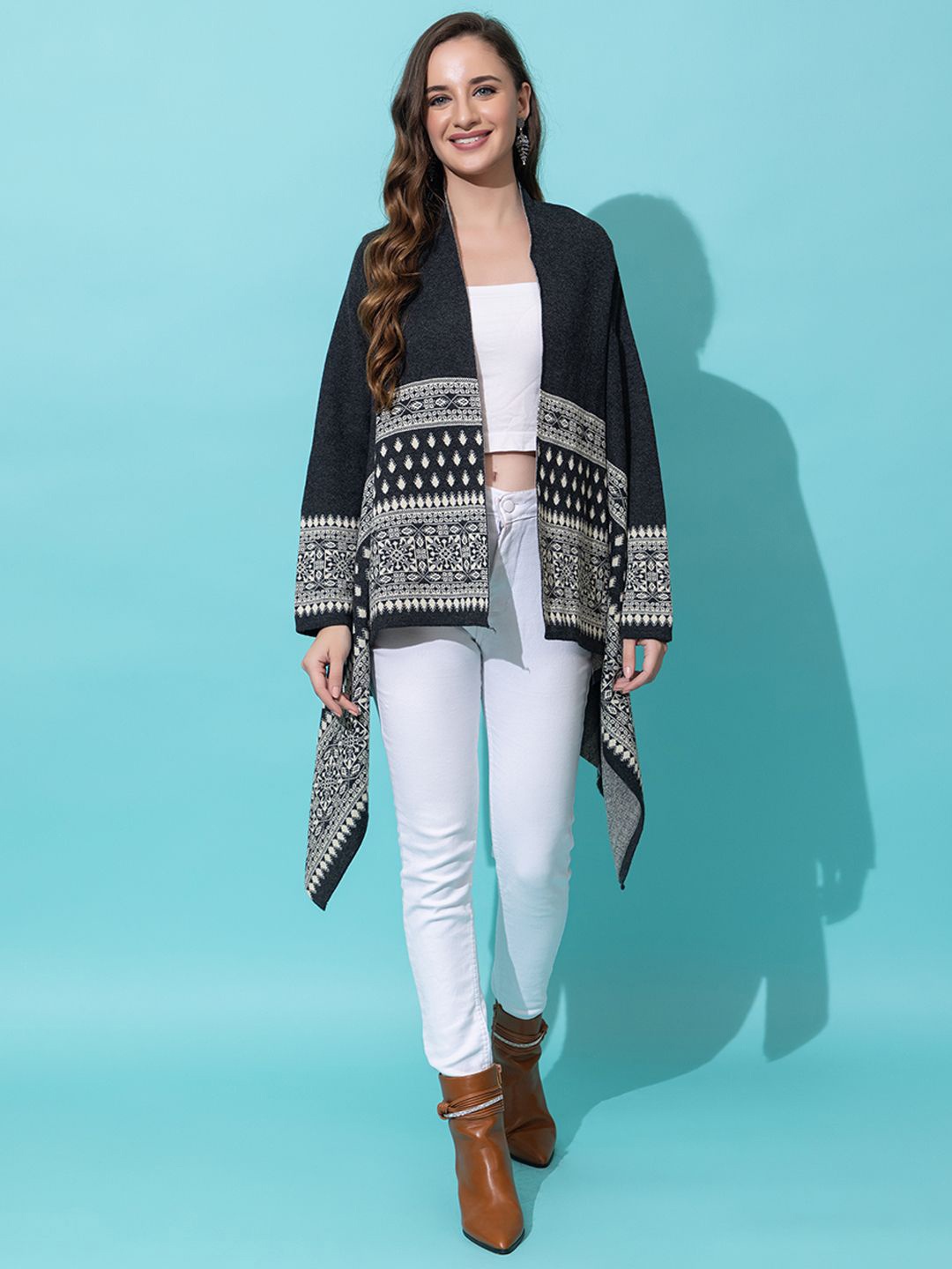

Anouk Charcoal Floral Printed Winter Waterfall Shrug