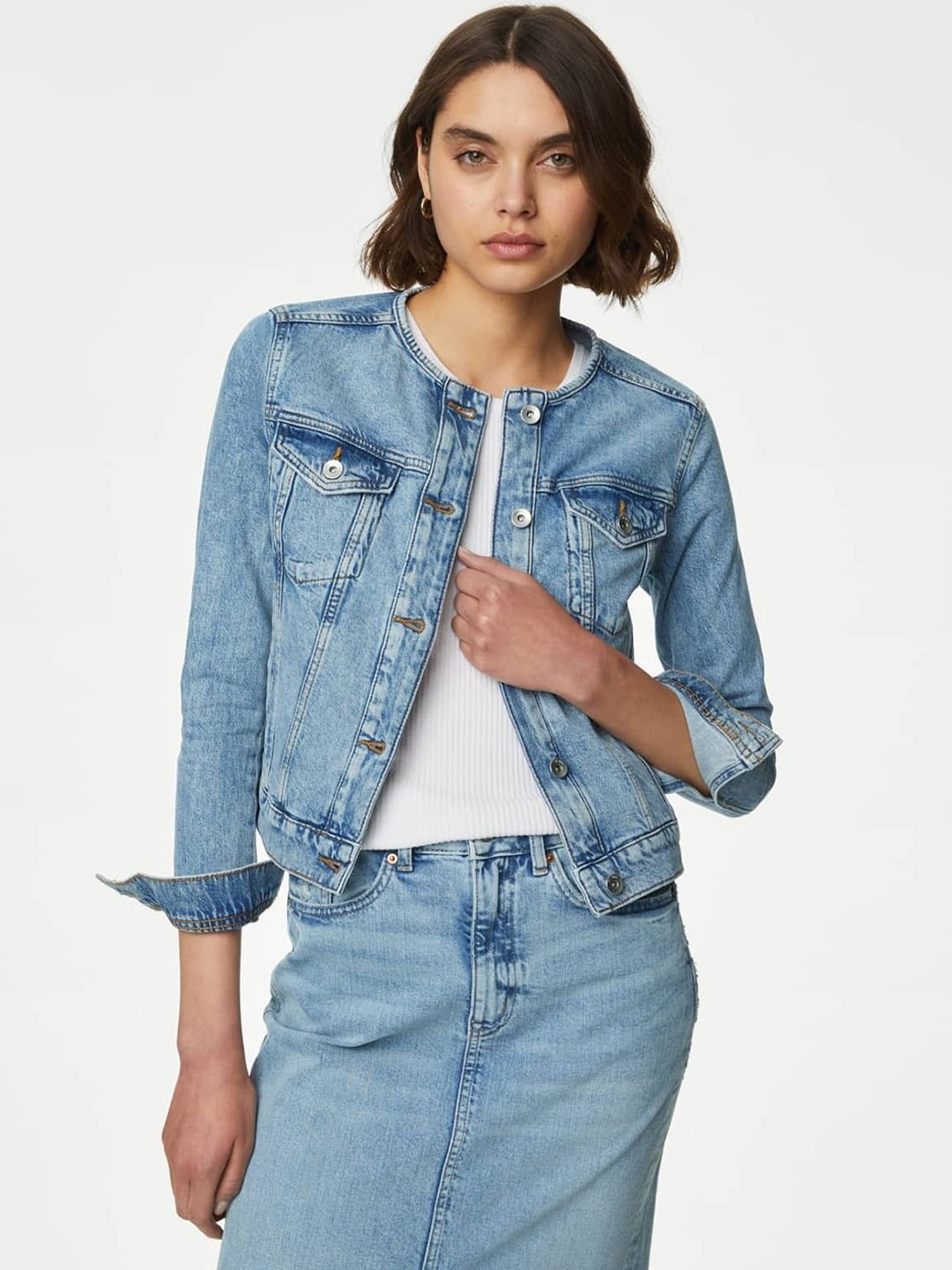 

Marks & Spencer Women Lightweight Longline Denim Jacket, Blue