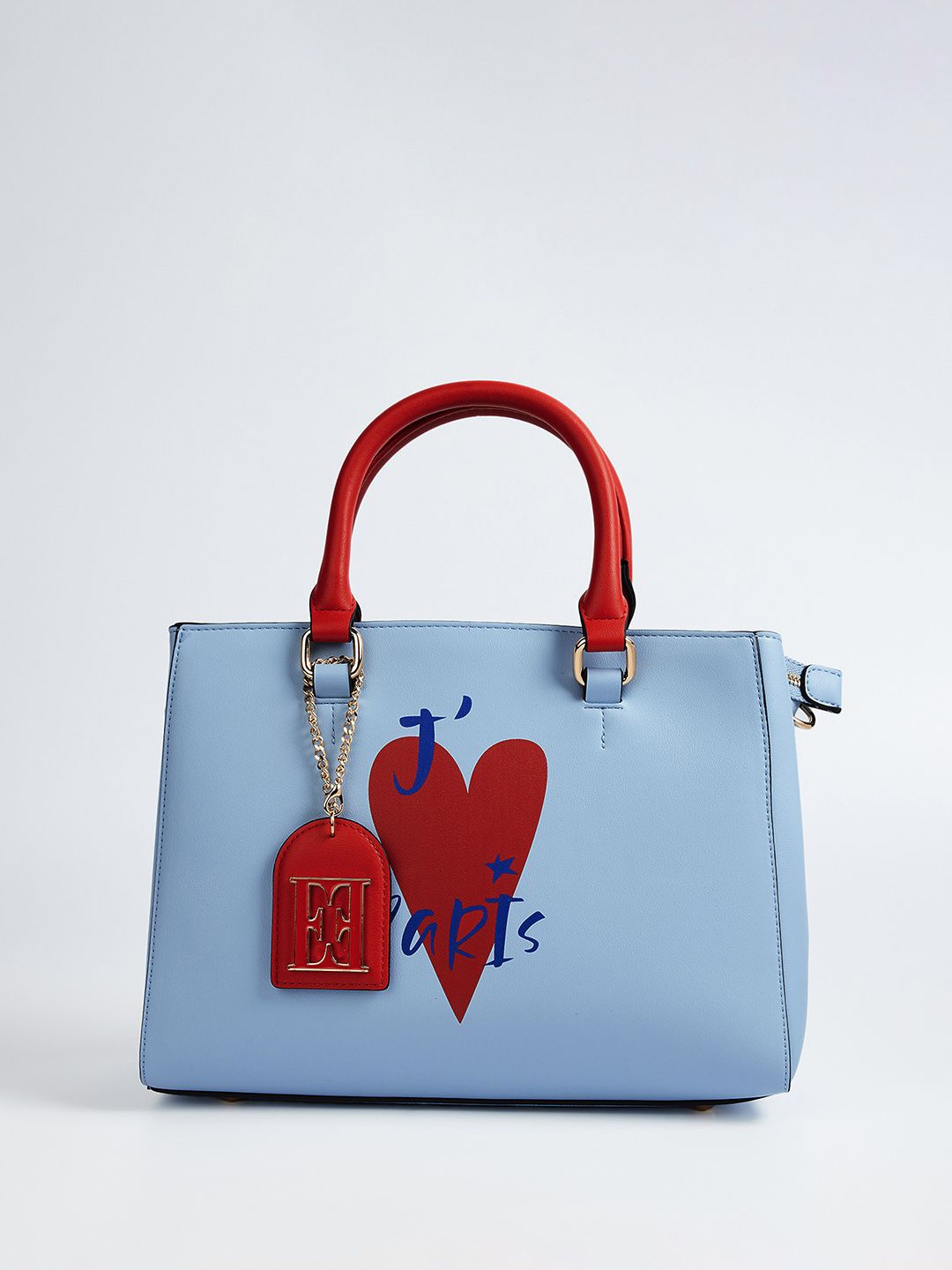 

ELLE PU Structured Shoulder Bag with Applique, Blue