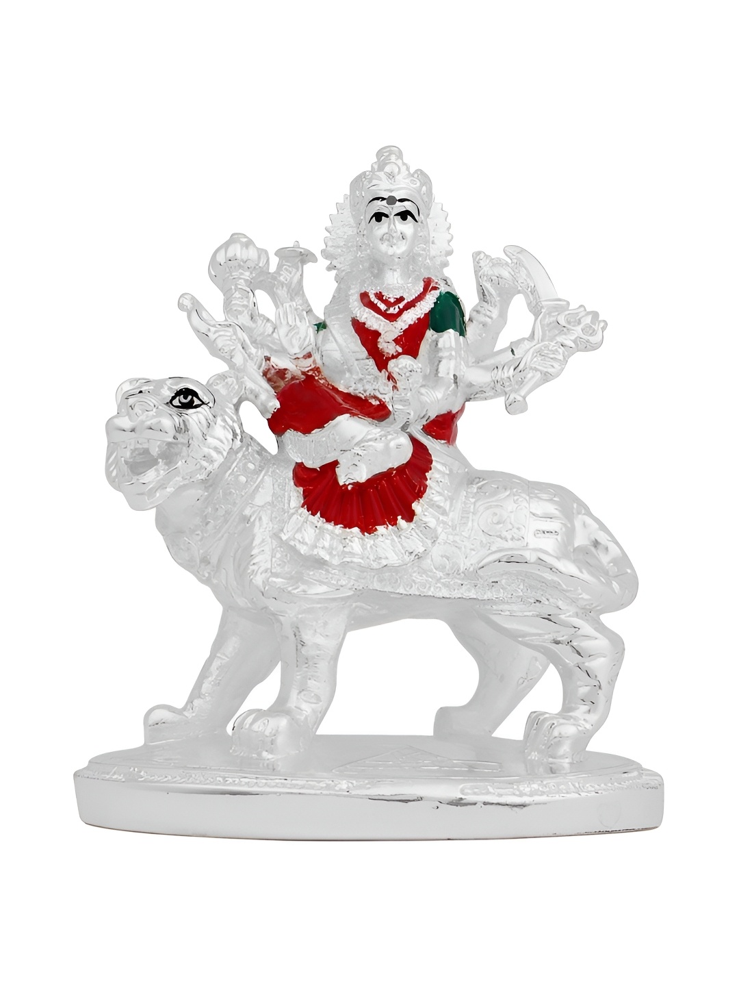 

INTERNATIONAL GIFT White & Red Durga Mata Idol Showpiece for Car Dashboard