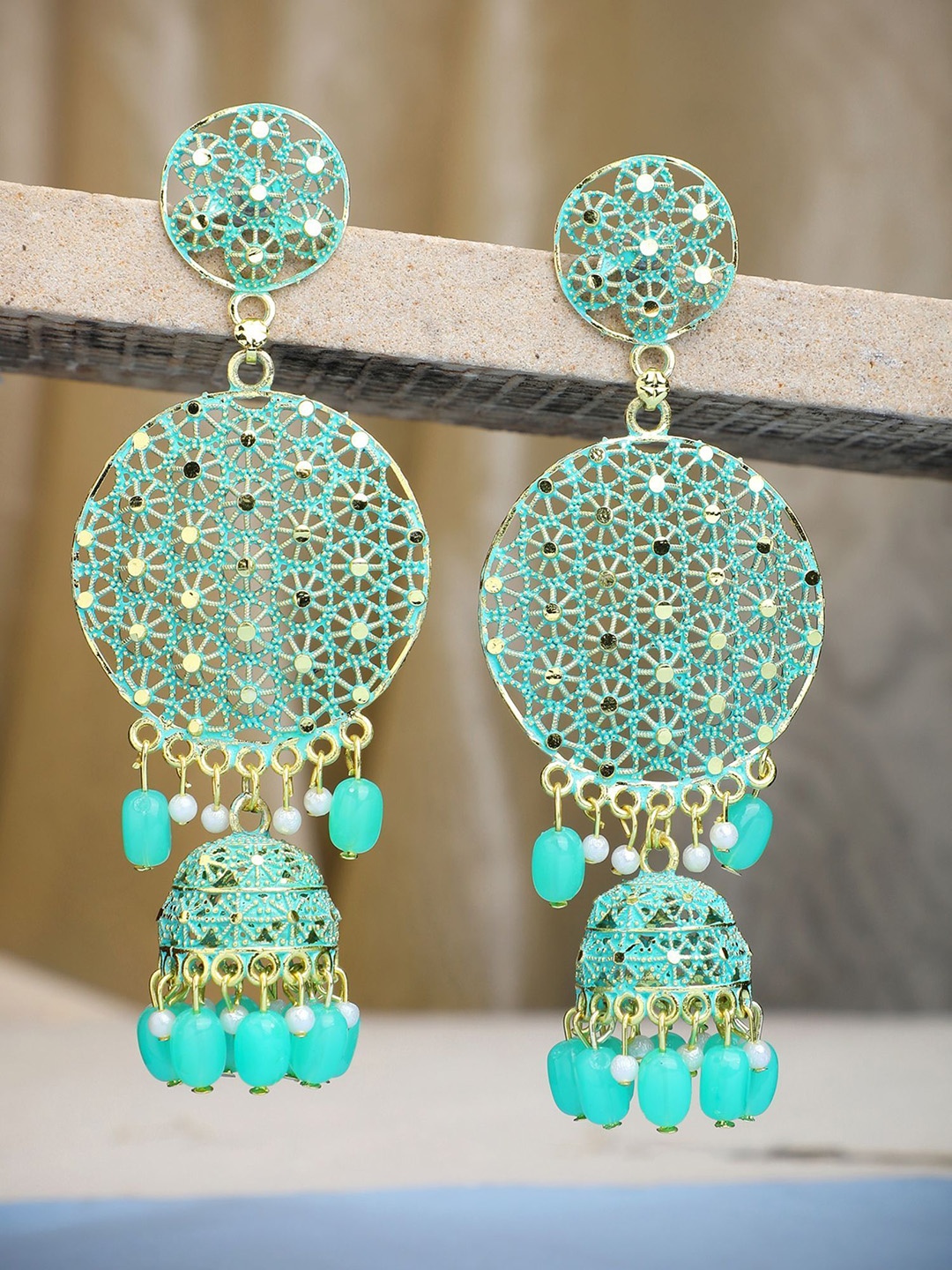

Anouk Gold-Plated Beaded Dome Shaped Jhumkas