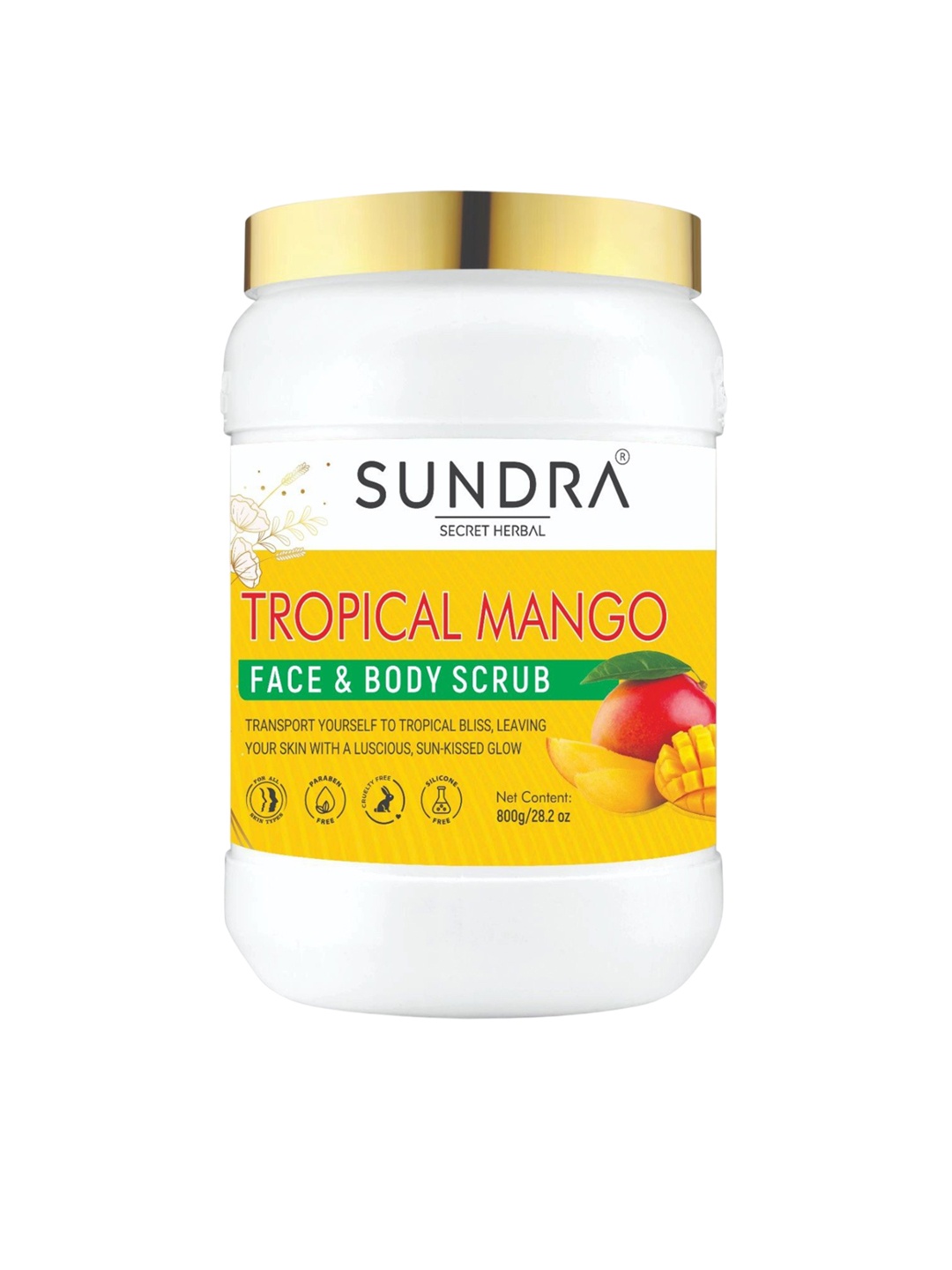 

Sundra Secret Herbal Tropical Mango Face & Body Scrub 800 g, Yellow