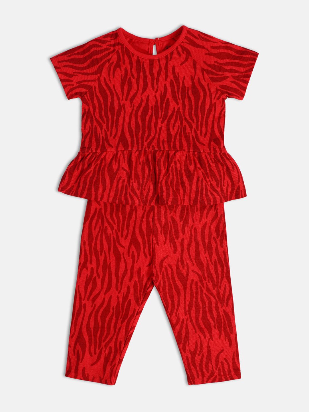 

MINI KLUB Girls Printed Pure Cotton Top With Legging, Red