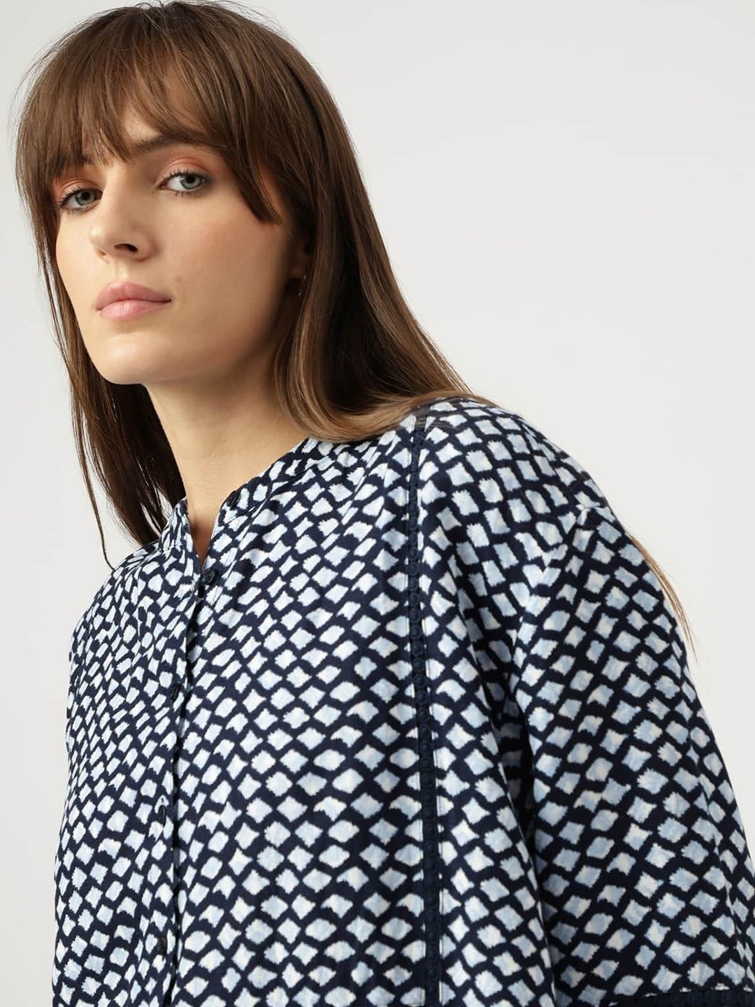 

Marks & Spencer Geometric Print Shirt Style Top, Blue