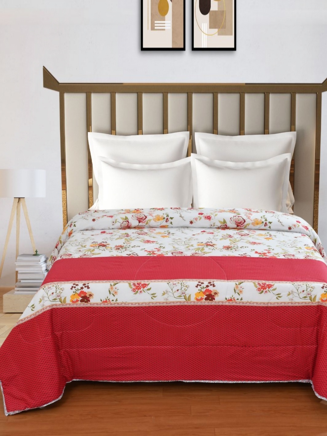 

Florida Henley Red & White Floral 110 GSM AC Reversible Double Bed Comforter